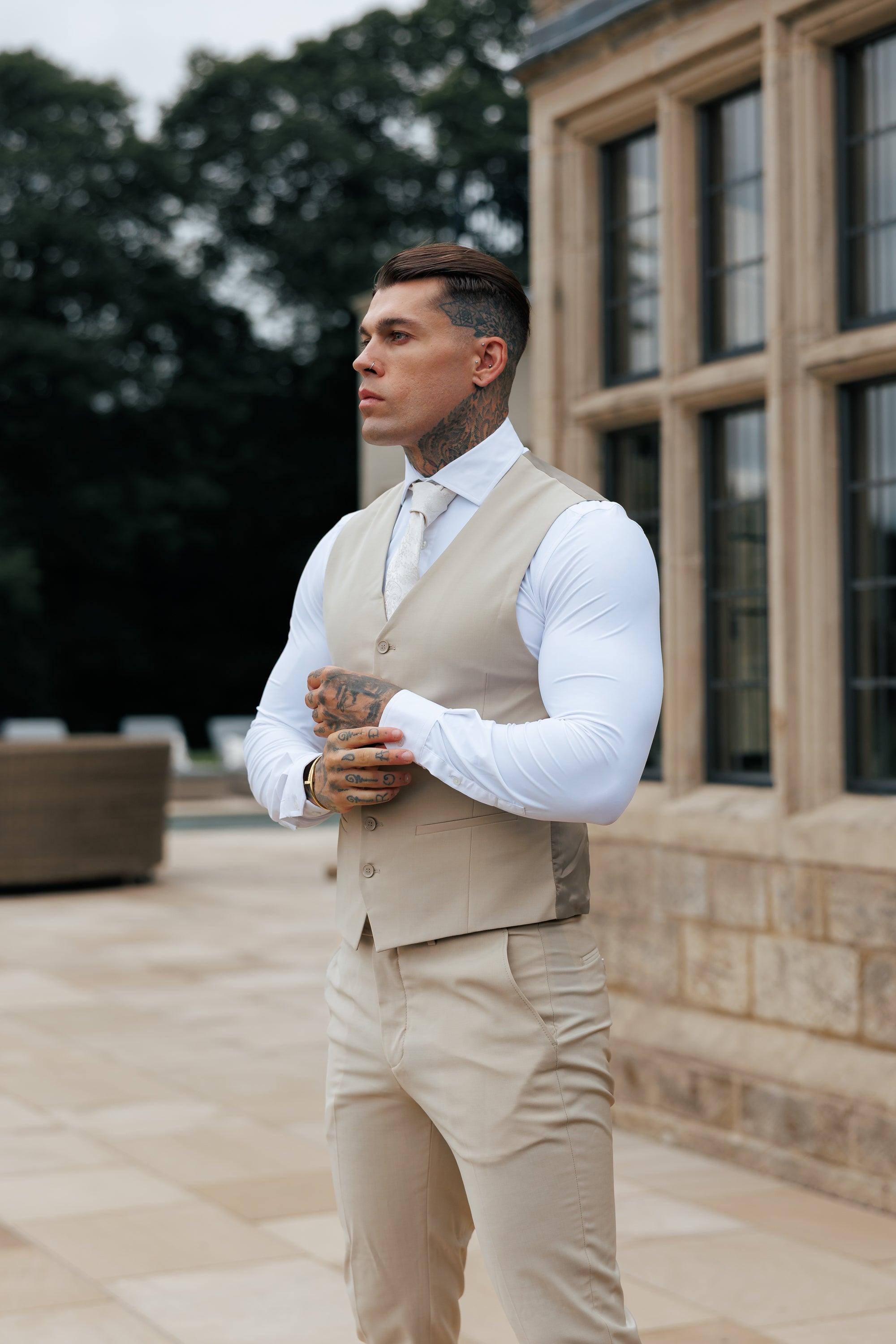 Slim Formal Waistcoat Beige - FSW011