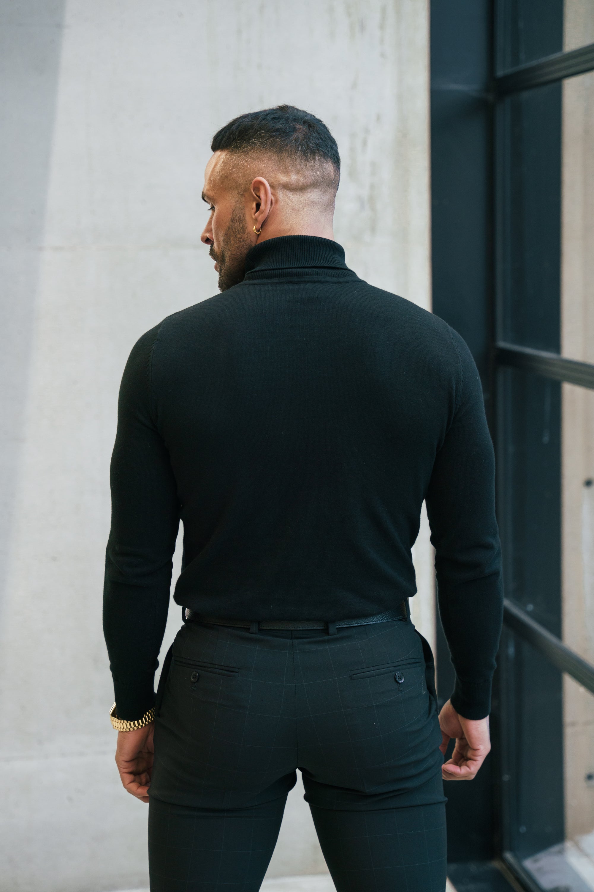 Black Roll Neck Knitted Jumper With FS Branding - FSN201