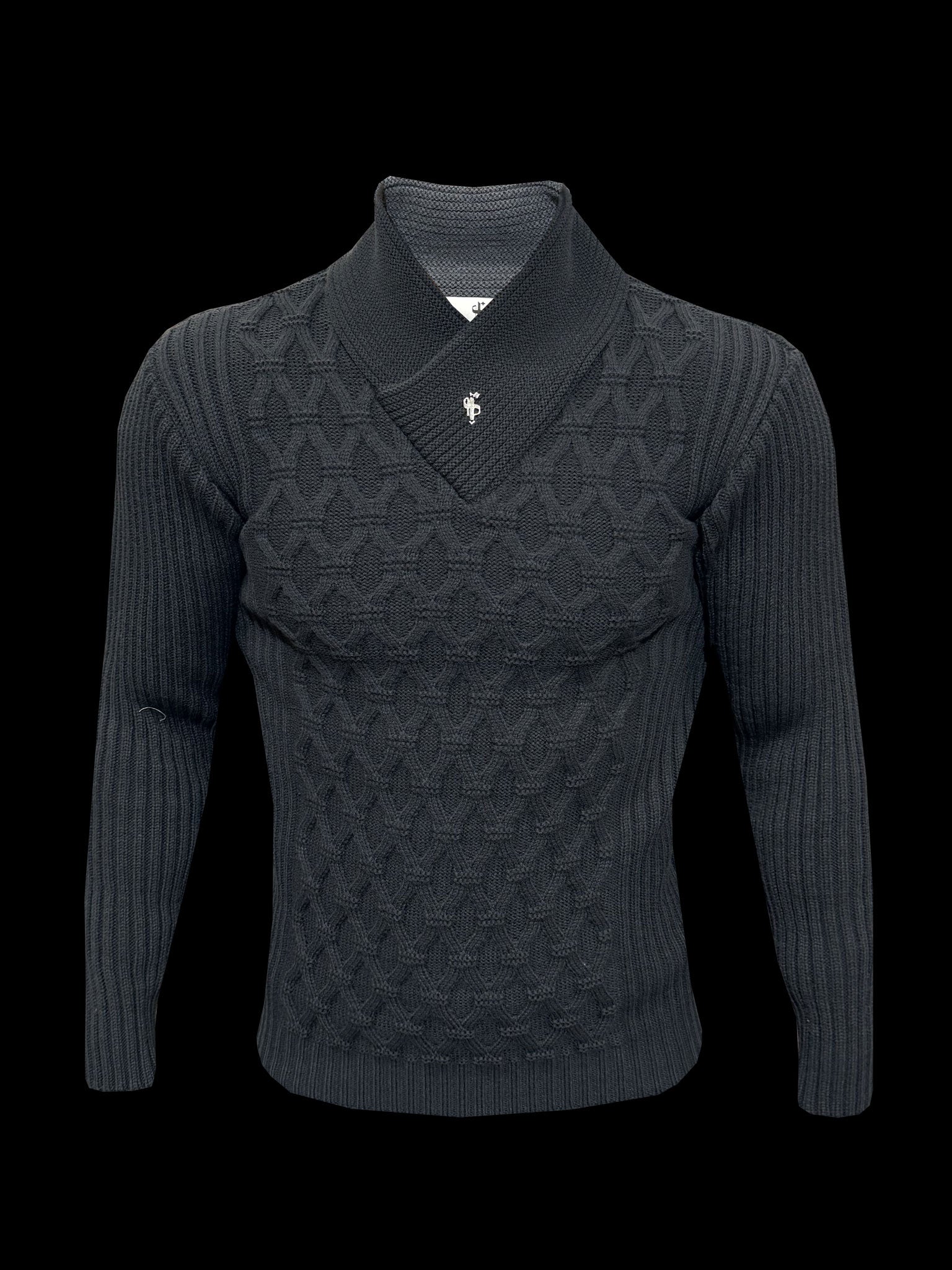 Chunky Cable Knit Gun Powder / Charcoal Jumper - FSJ065