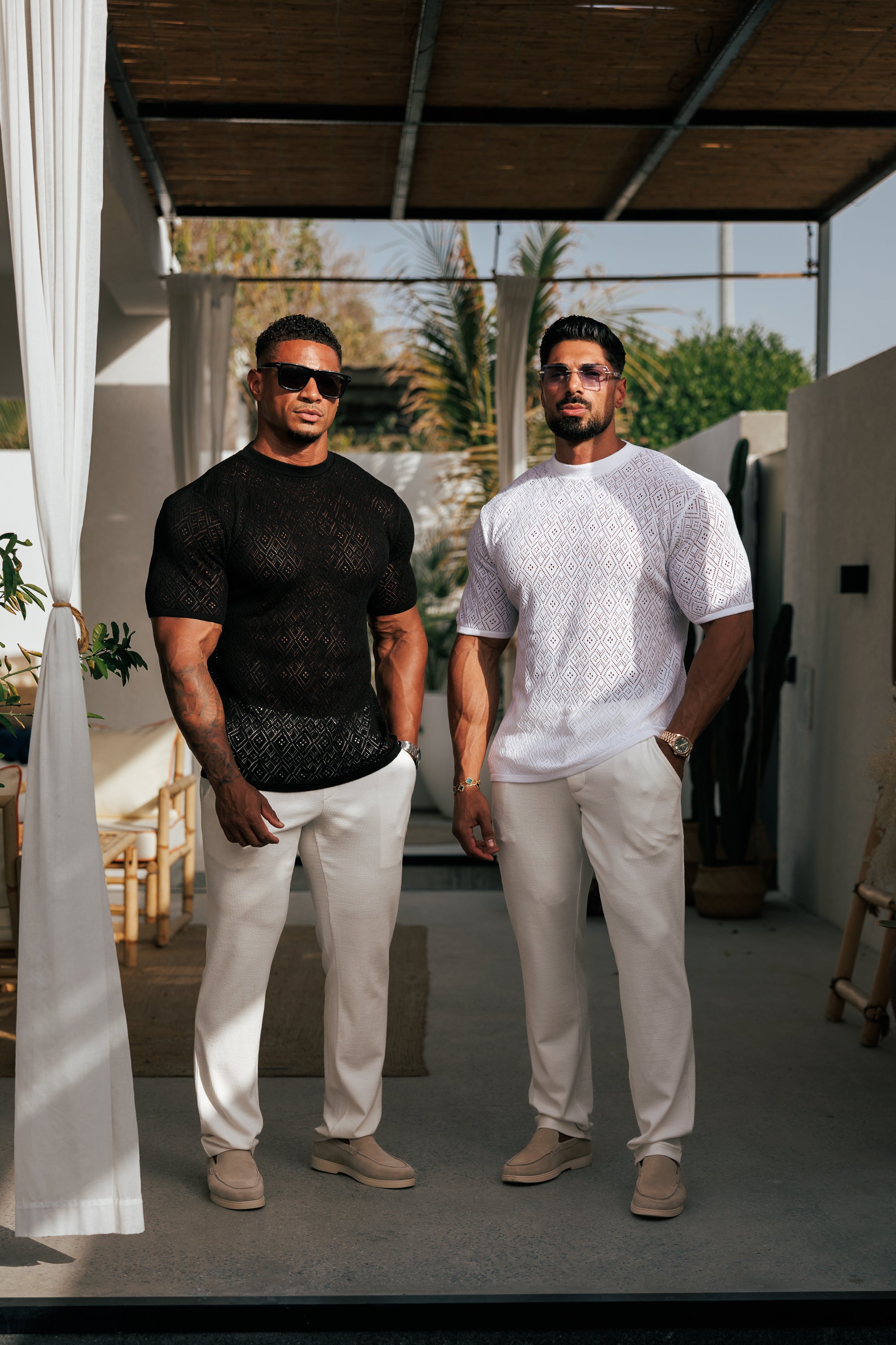 Crochet Crew T-Shirt Black Short Sleeve - FSJ085