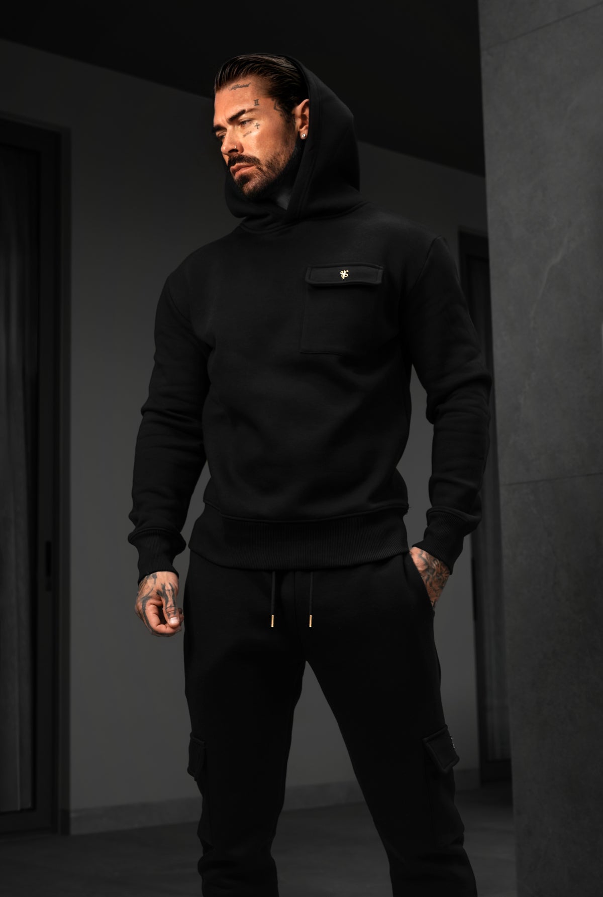 Black / Gold Cargo Hoodie - FSR028