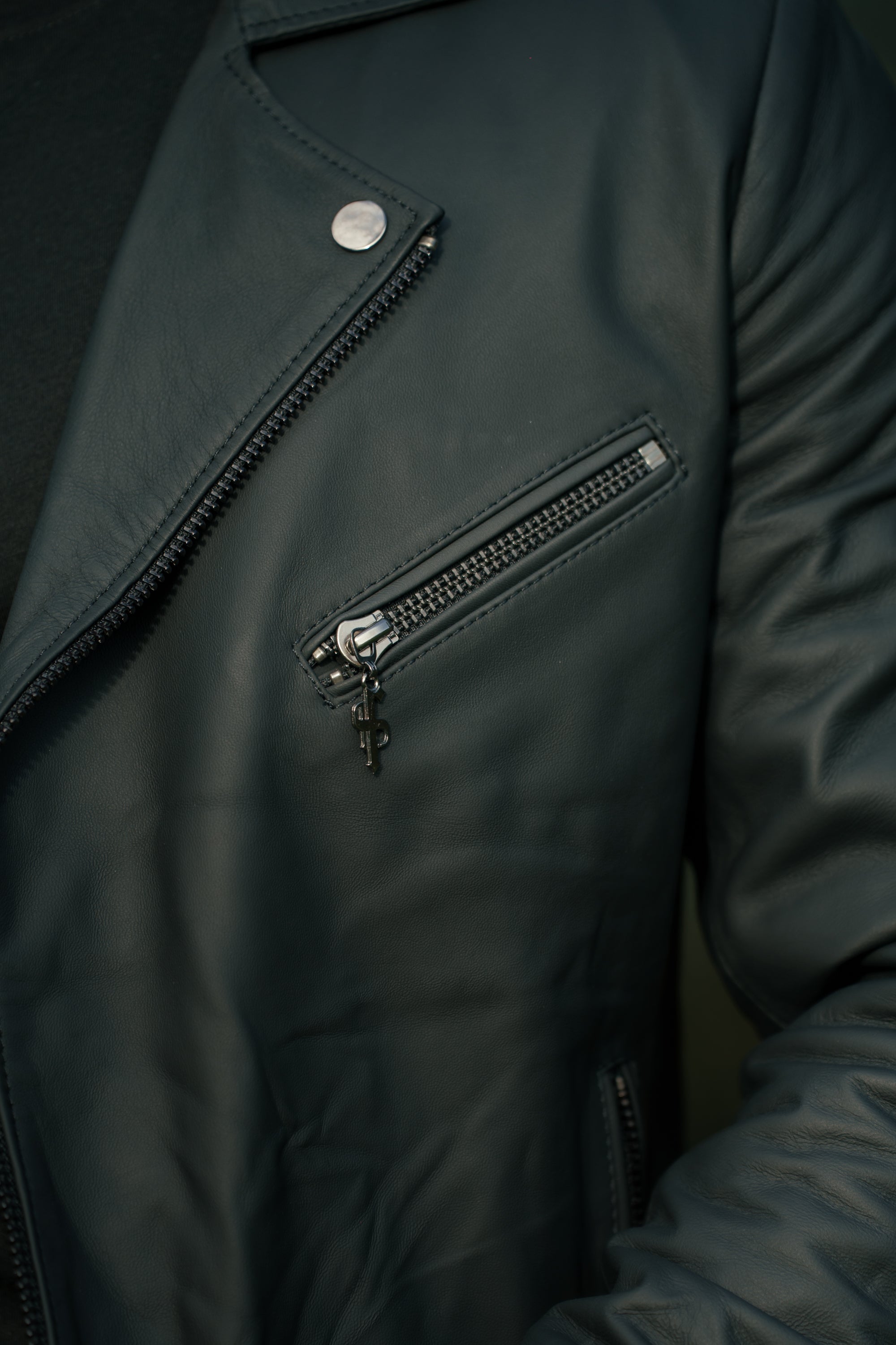 Black Leather Jacket with Belt Detail - FSH313