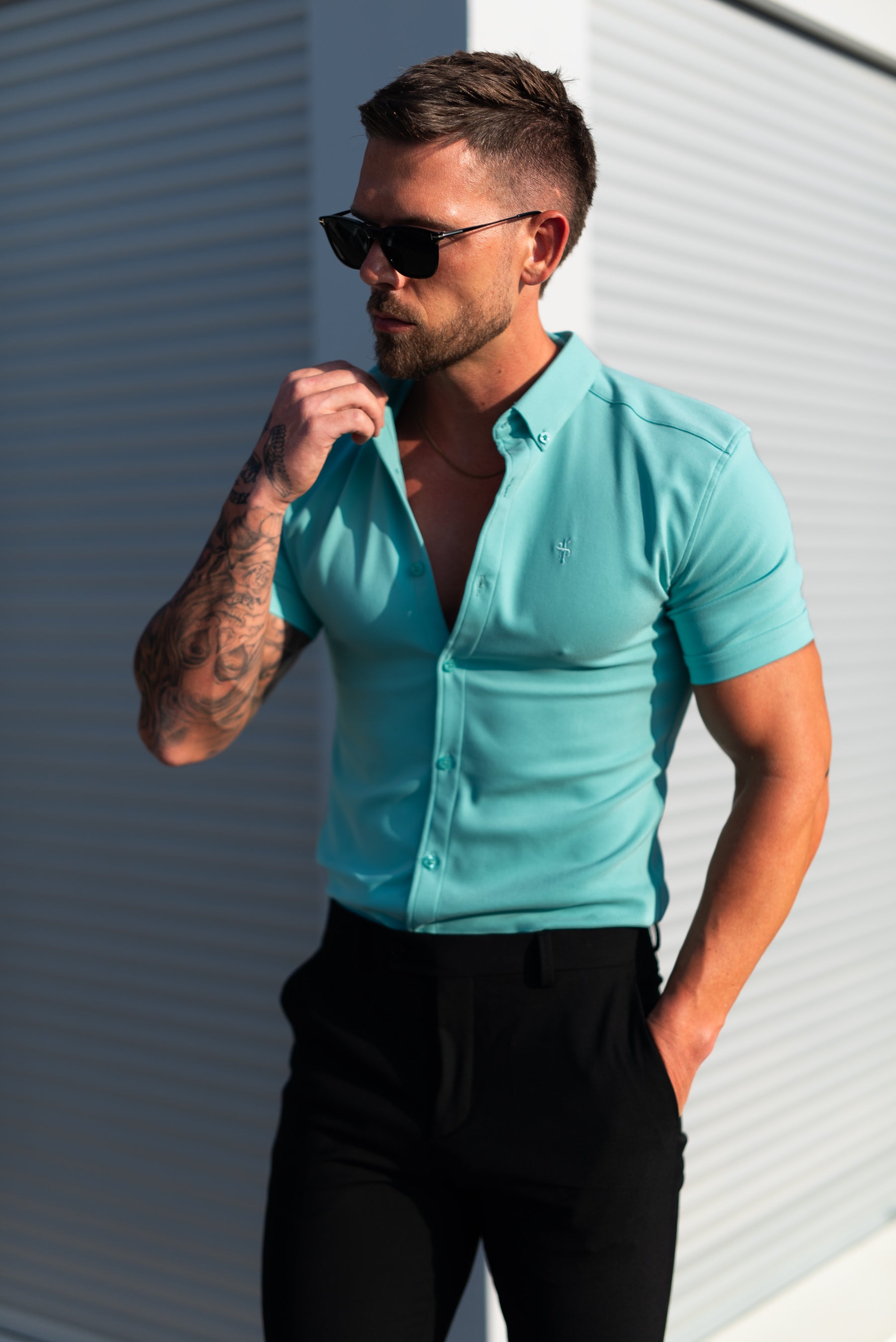 Super Slim SS New Mint Scuba with Button Down Collar - FS1117