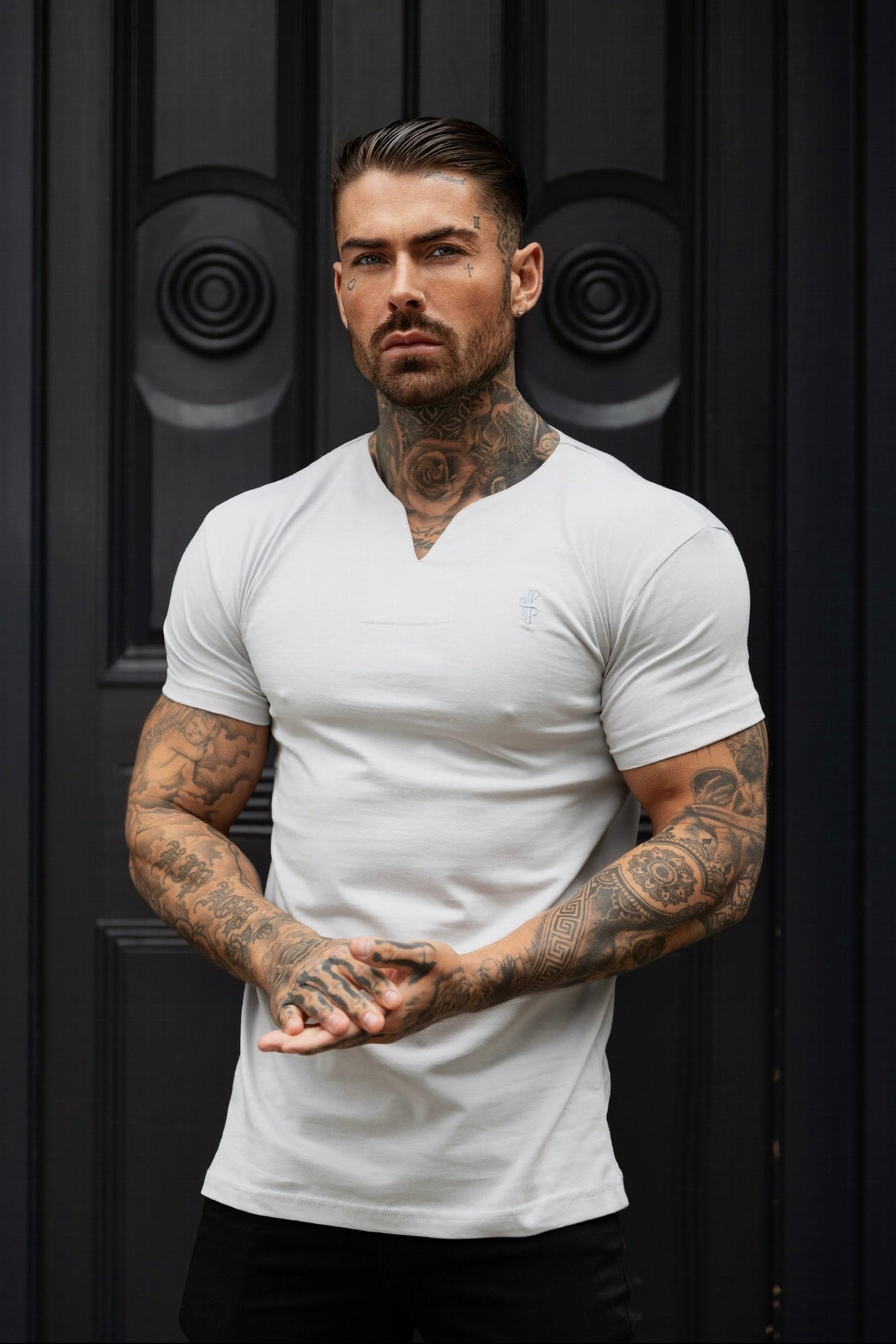 Advanced V Neck Crew Short Sleeve Light Grey - FSH1013