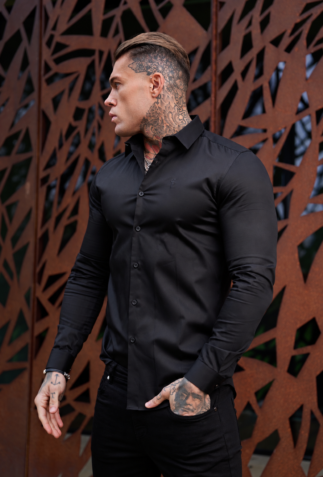 Classic Black Luxe Egyptian Cotton Relaxed Fit - FSR213