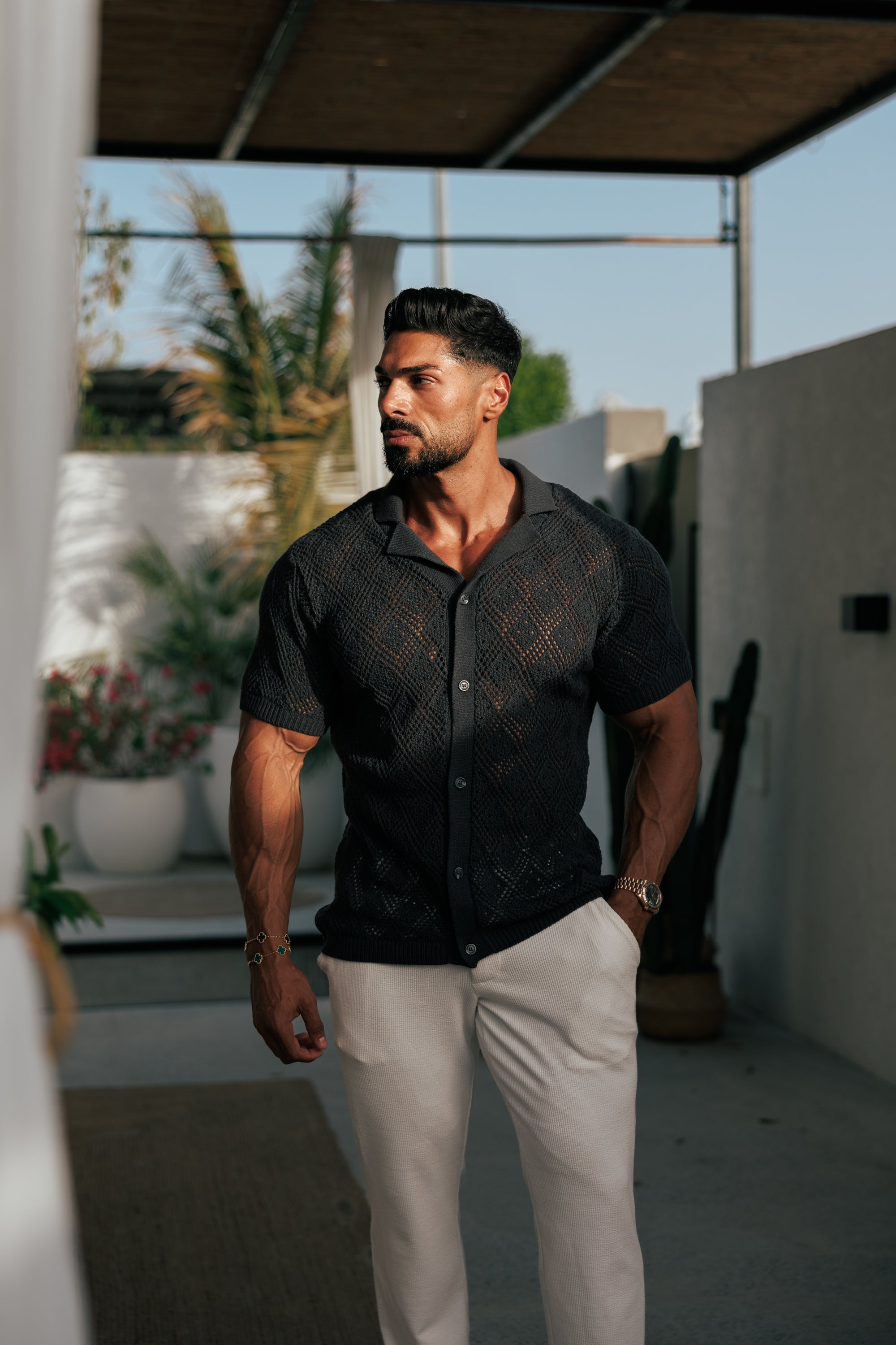 Crochet Shirt Gunpowder Short Sleeve - FSJ084