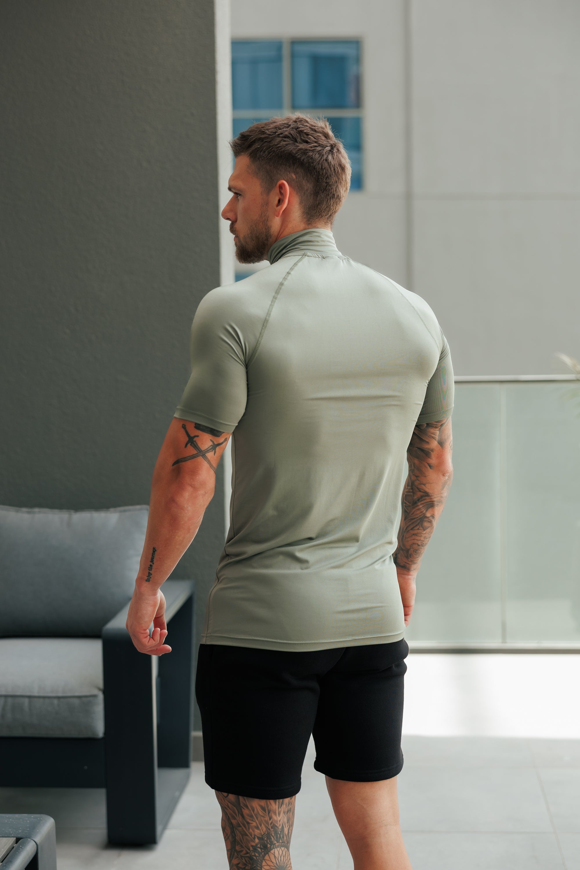 SS Olive Half Zip Gym Top - FSH1310