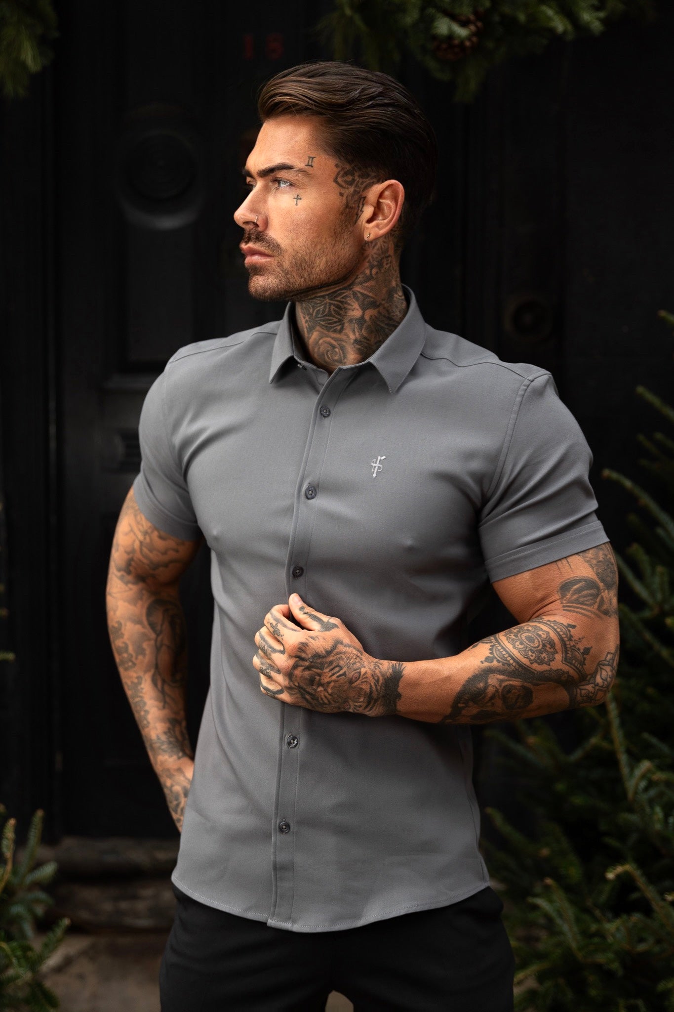 Super Slim Scuba Gunmetal Short Sleeve Stretch - FS1032
