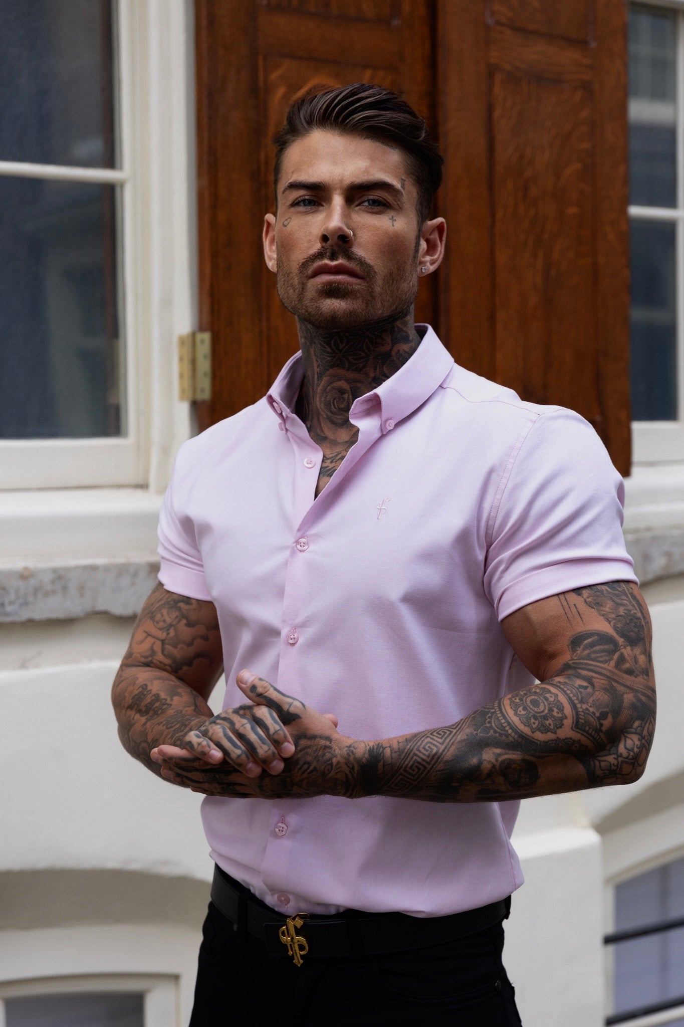 Classic Stretch Oxford Short Sleeve Pink - FS1017