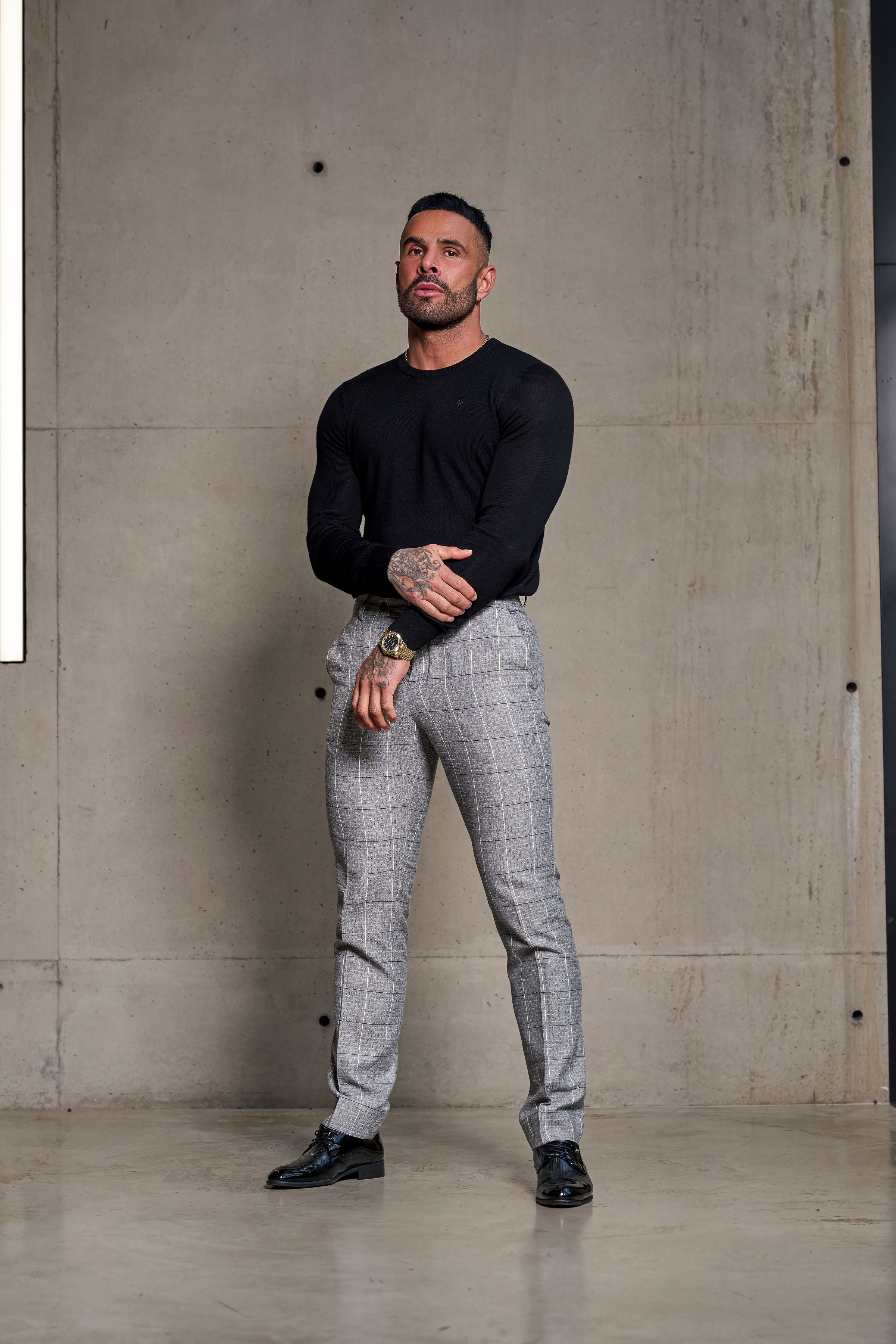 Relaxed Formal Grey / White Check Trouser - FSTR013