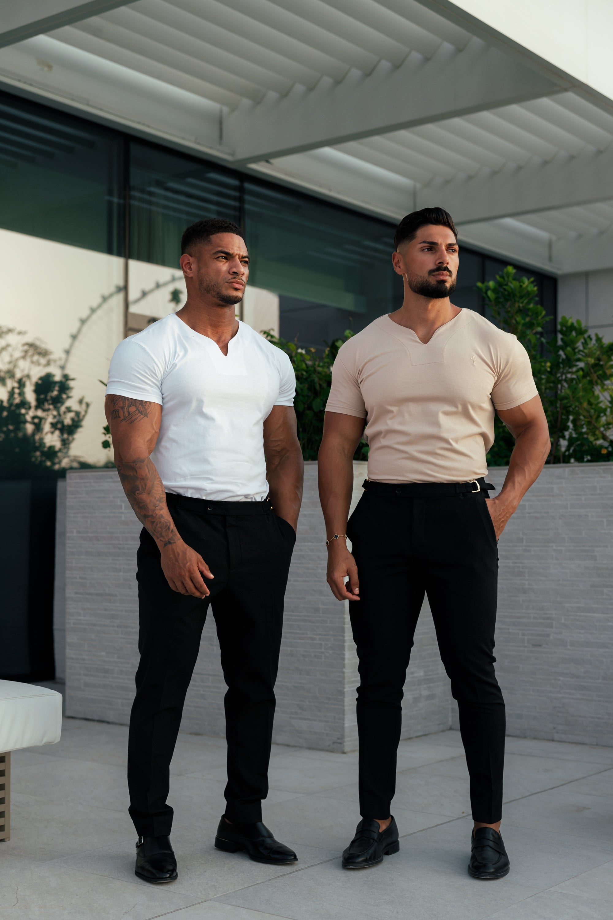 Advanced V Neck Crew Short Sleeve Beige - FSH1016