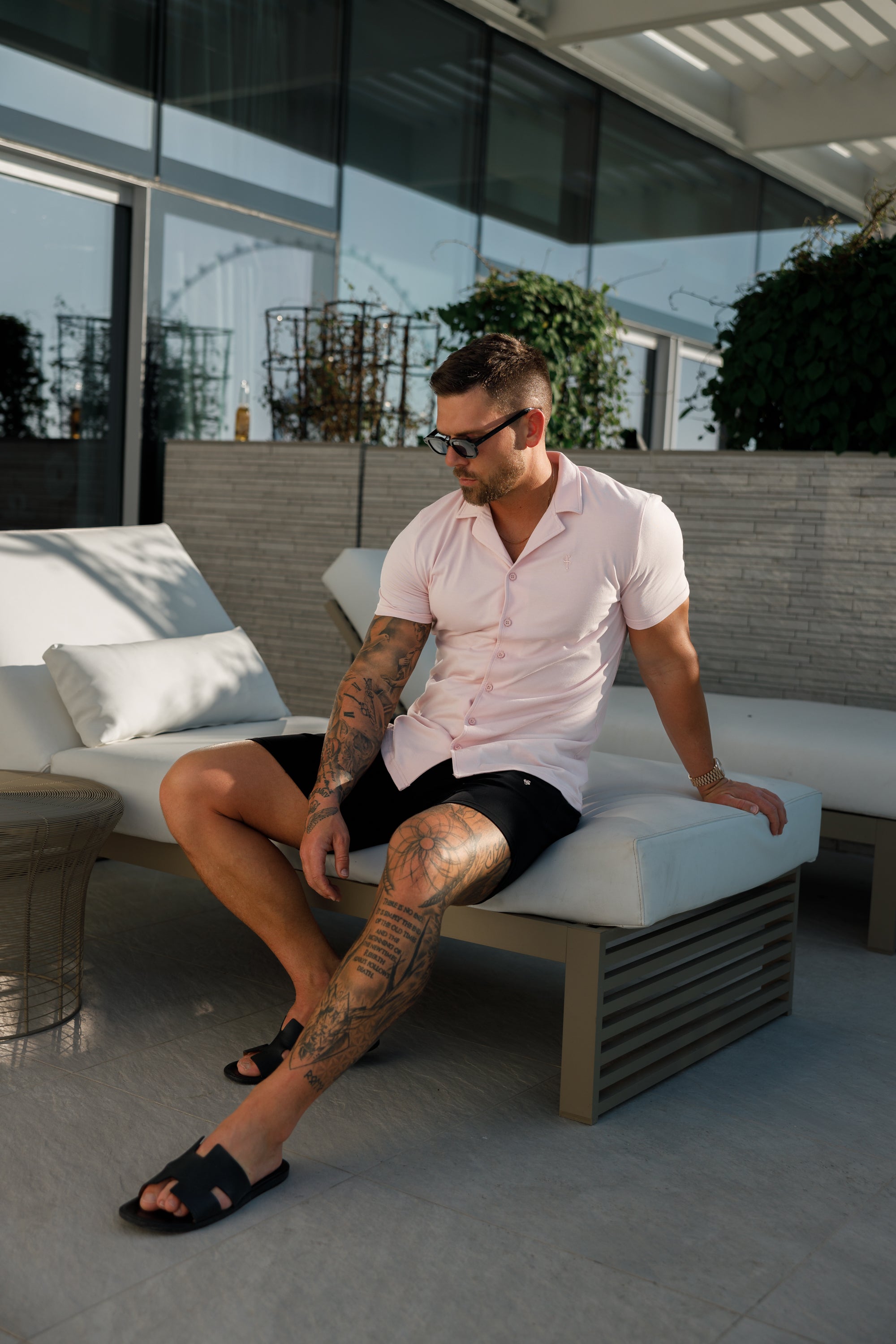 Stretch Pink Pique Revere Shirt Short Sleeve - FSH1077
