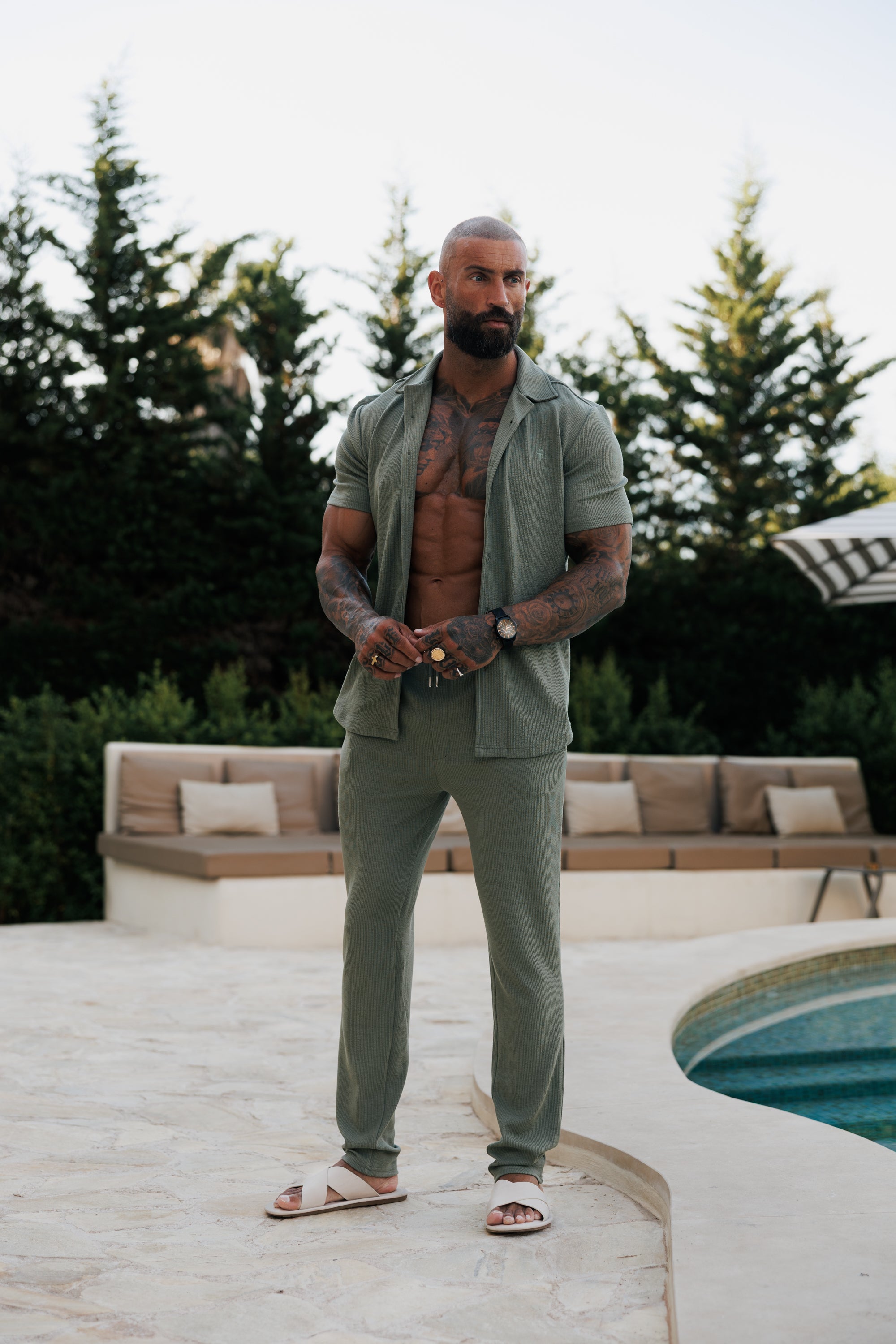 Jersey Cord Slim Olive Trousers - FSR088 (PRE ORDER 15TH JUNE)