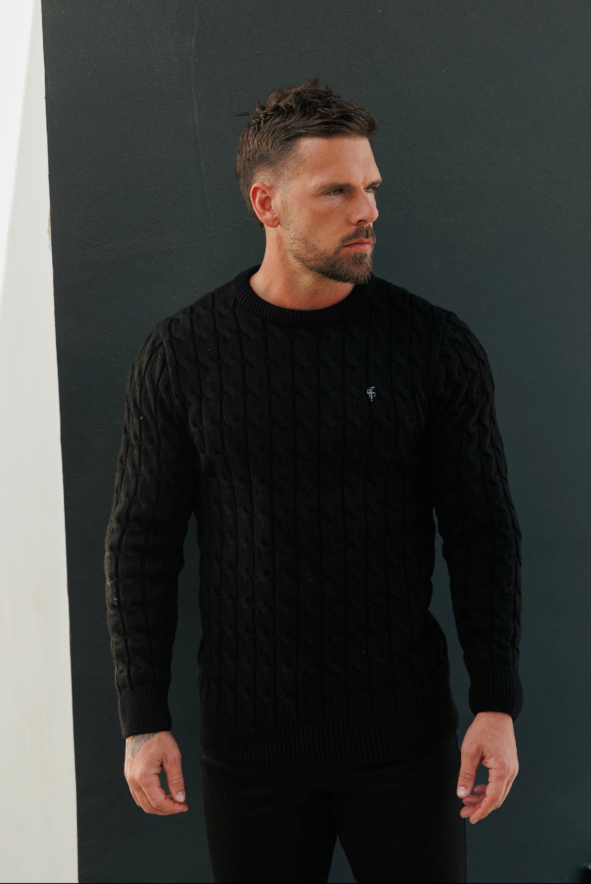 Chunky Cable Weave Knit Black Jumper - FSA055 (PRE ORDER 10TH NOVEMBER)