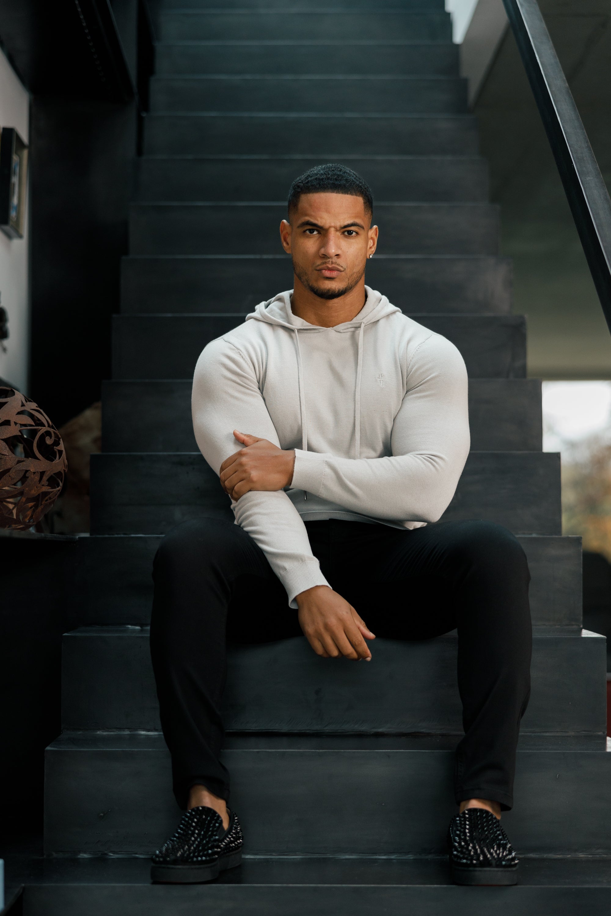 Silver Grey Knitted Overhead Hoodie - FSN117