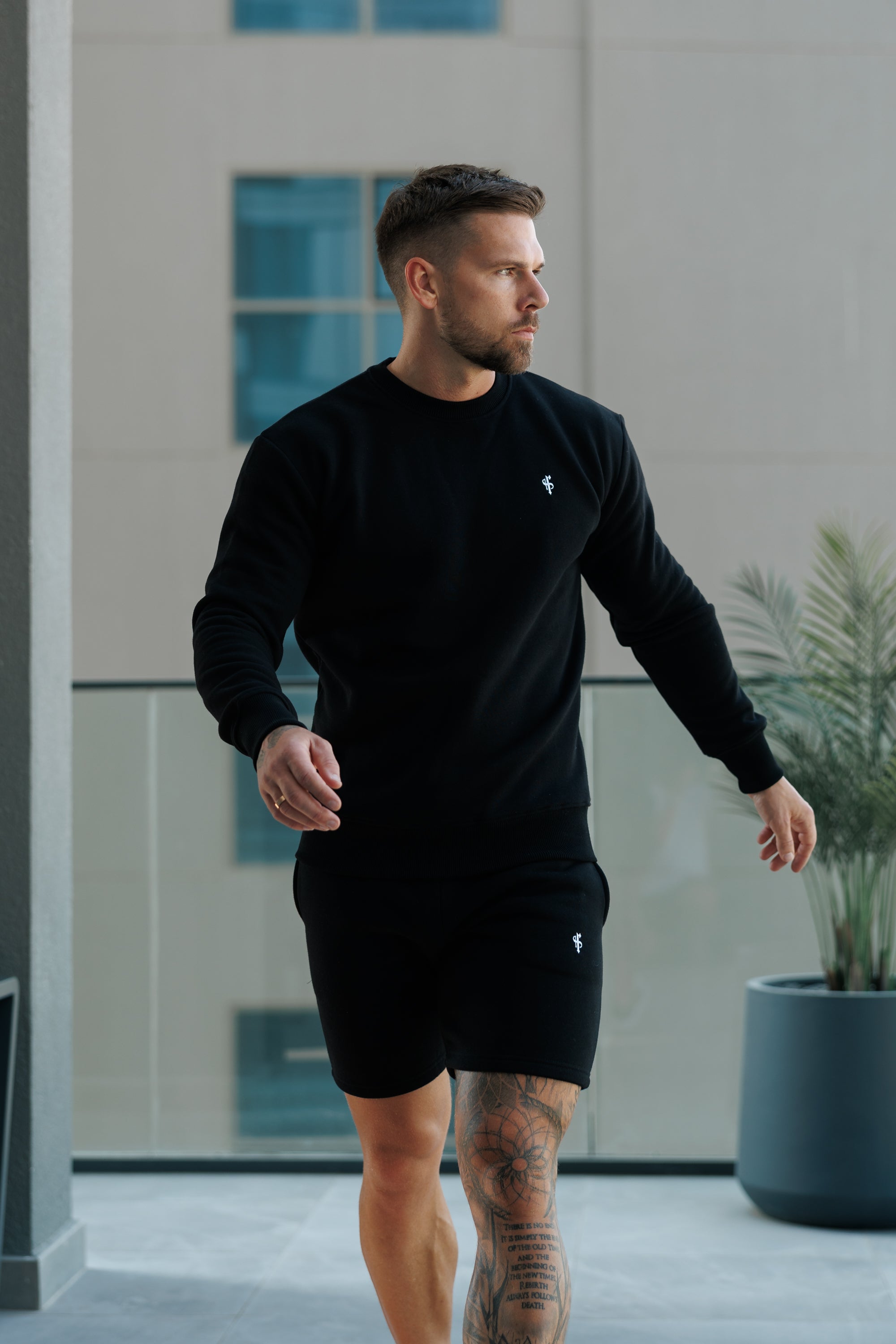 Plain Black Crew Jumper With FS Branding - FSH1183