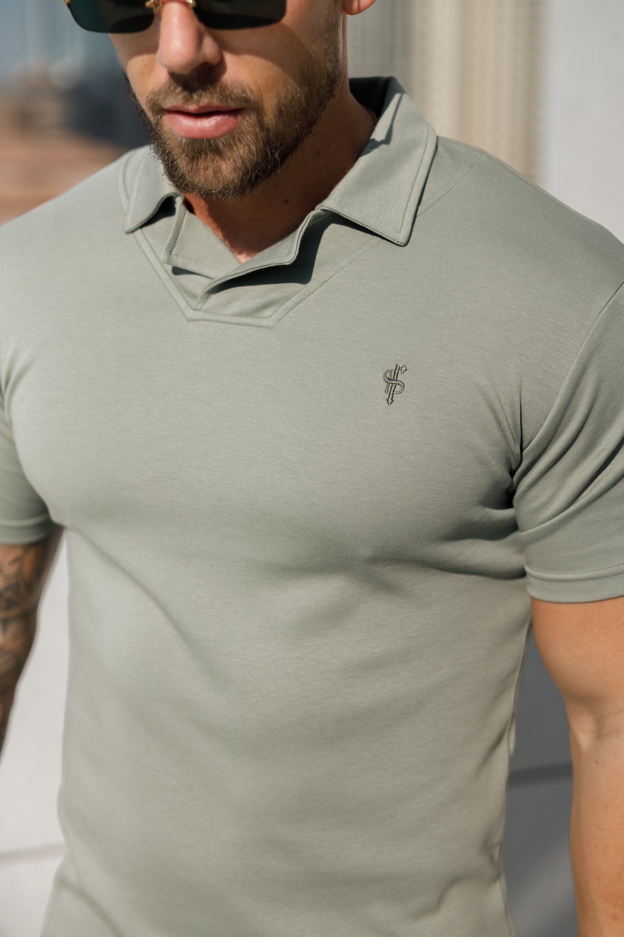 Classic Olive Polo Shirt With Revere Collar - FSH1065