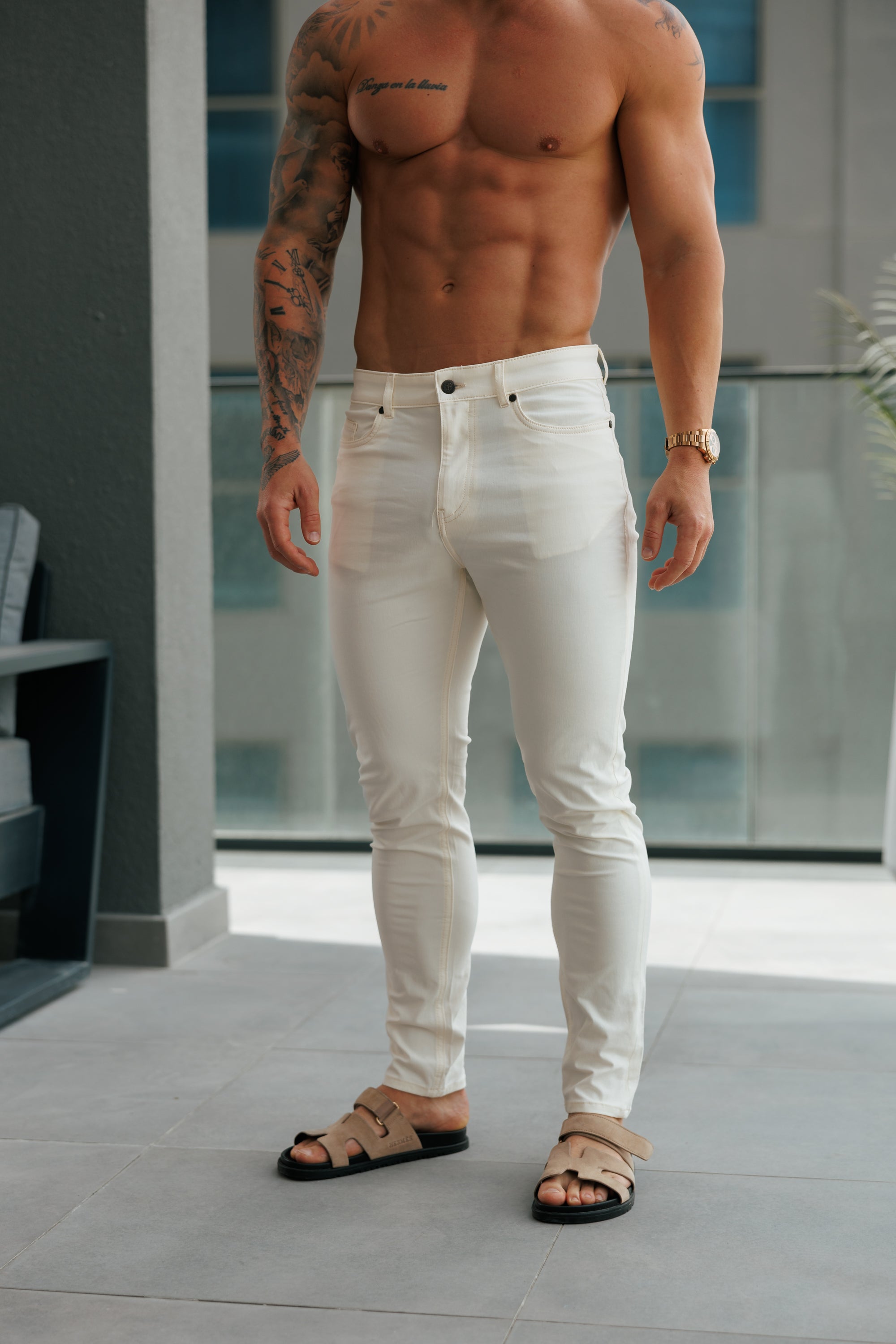 Ultra Stretch Cream Relaxed Jeans - FSJEAN009