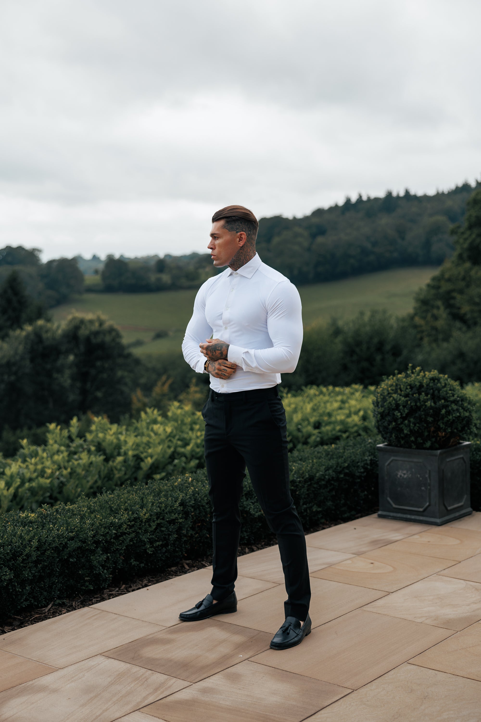 Relaxed Formal Black Stretch Trousers - FSTR020 RELAXED