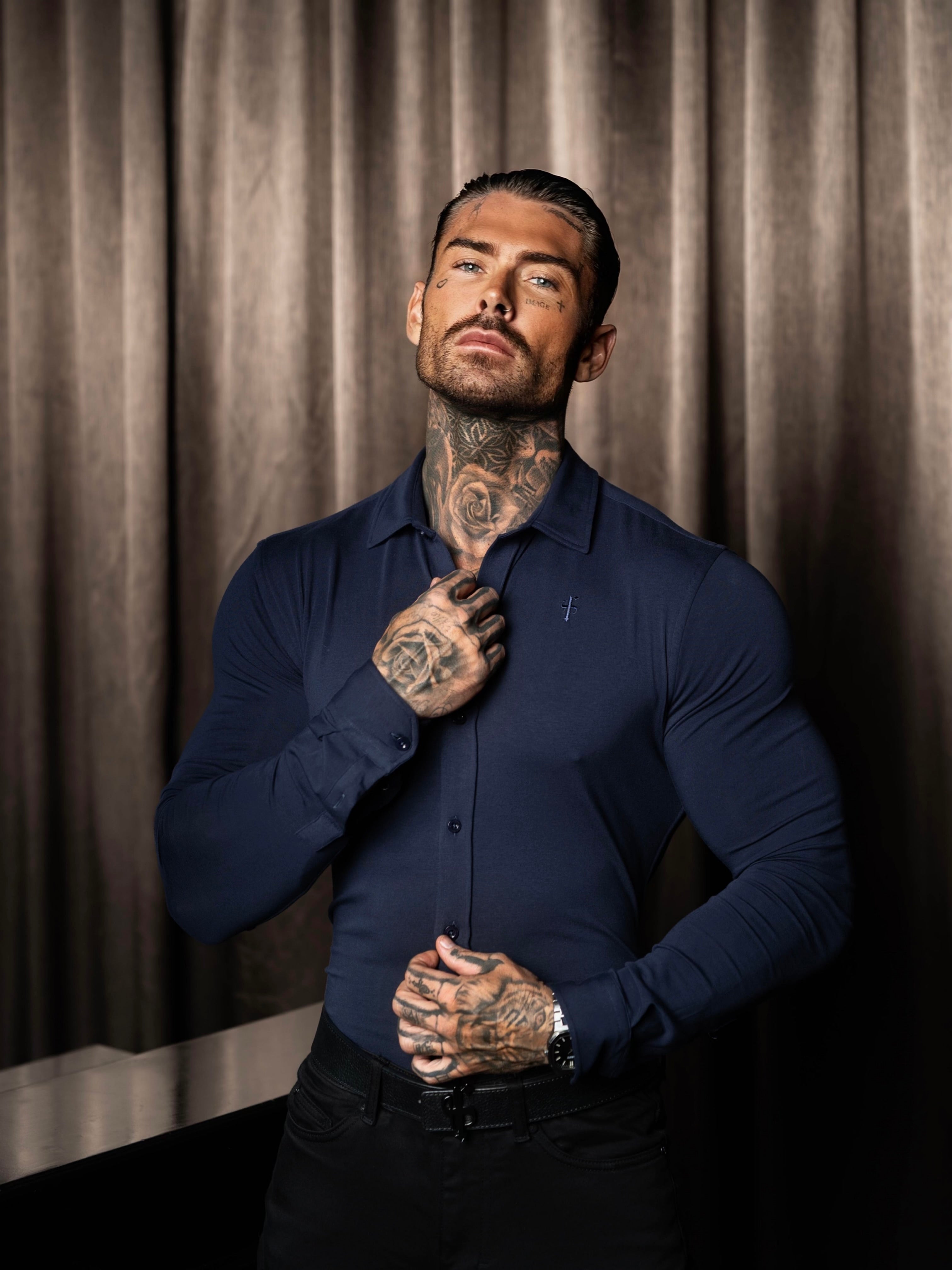 Fitted Navy Long Sleeve Jersey - FSD006