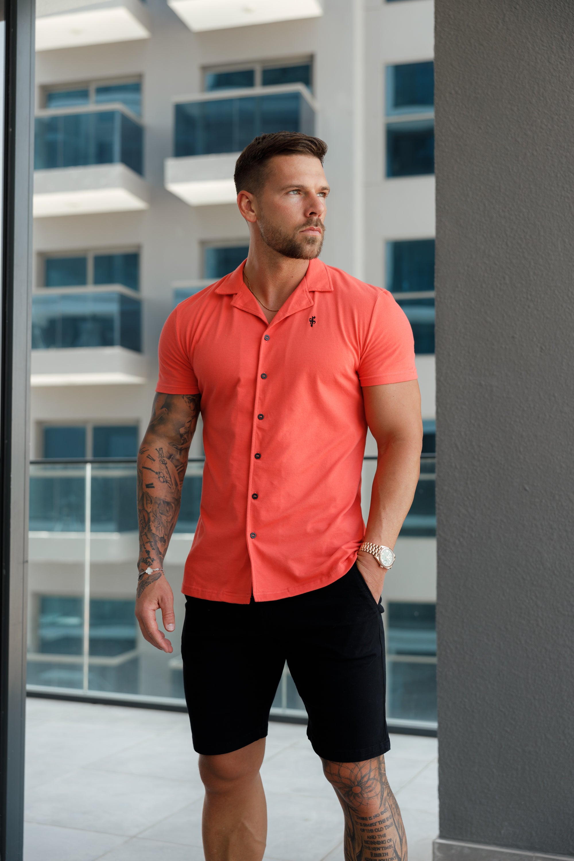 Stretch Coral Pique Revere Shirt Short Sleeve - FSH1080