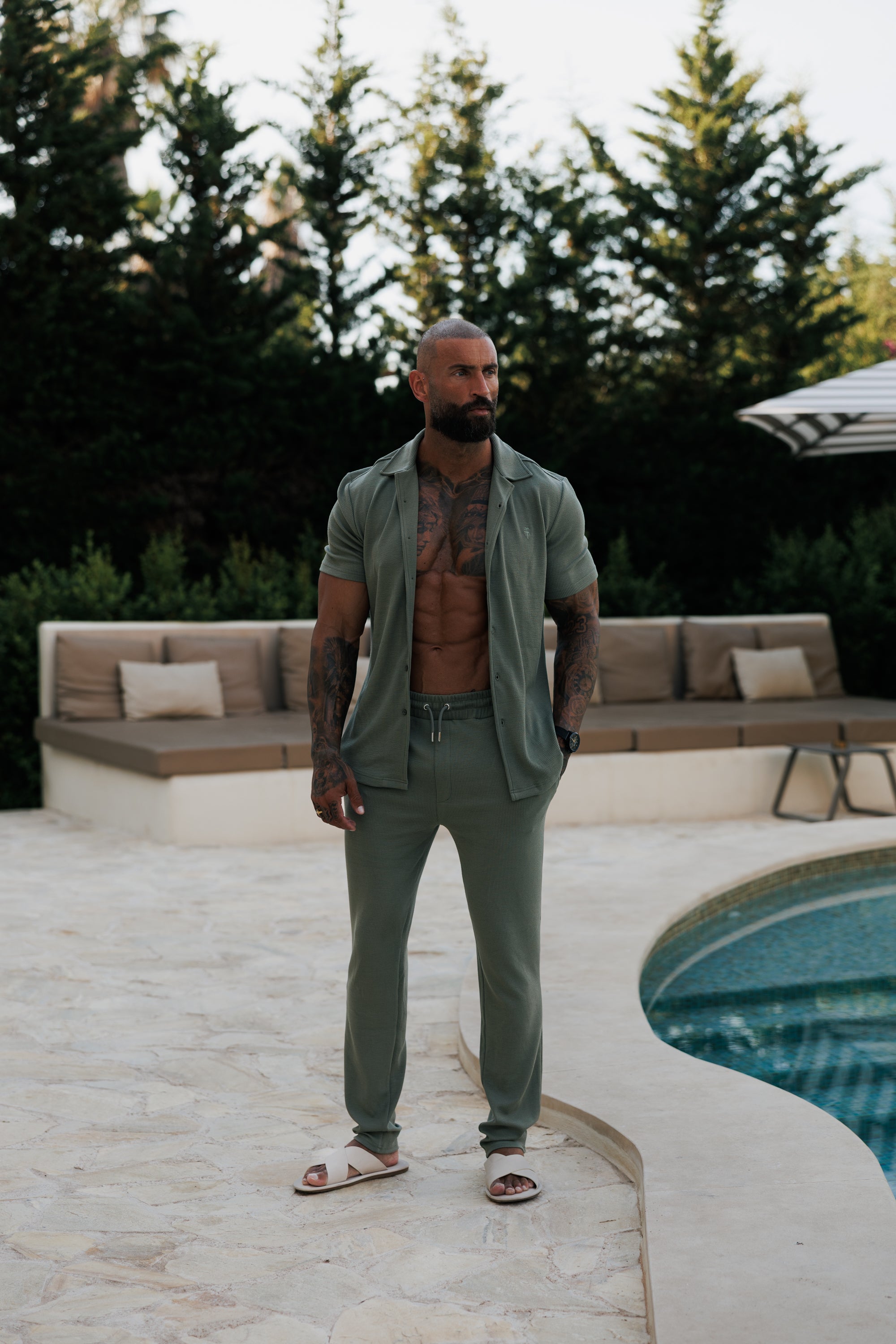 Jersey Cord Slim Olive Trousers - FSR088 (PRE ORDER 15TH JUNE)