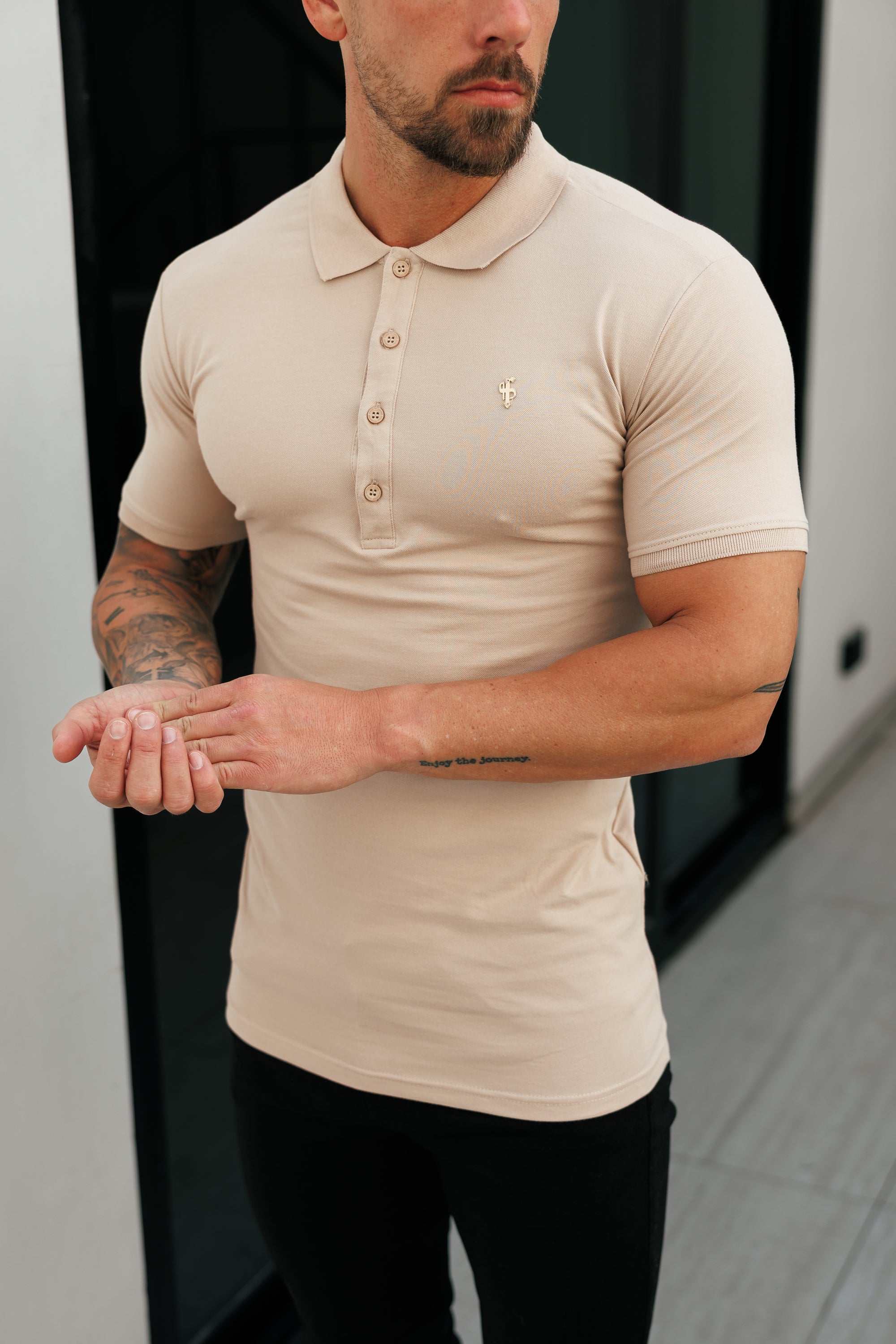 Beige / Gold Polo Shirt - FSH1409