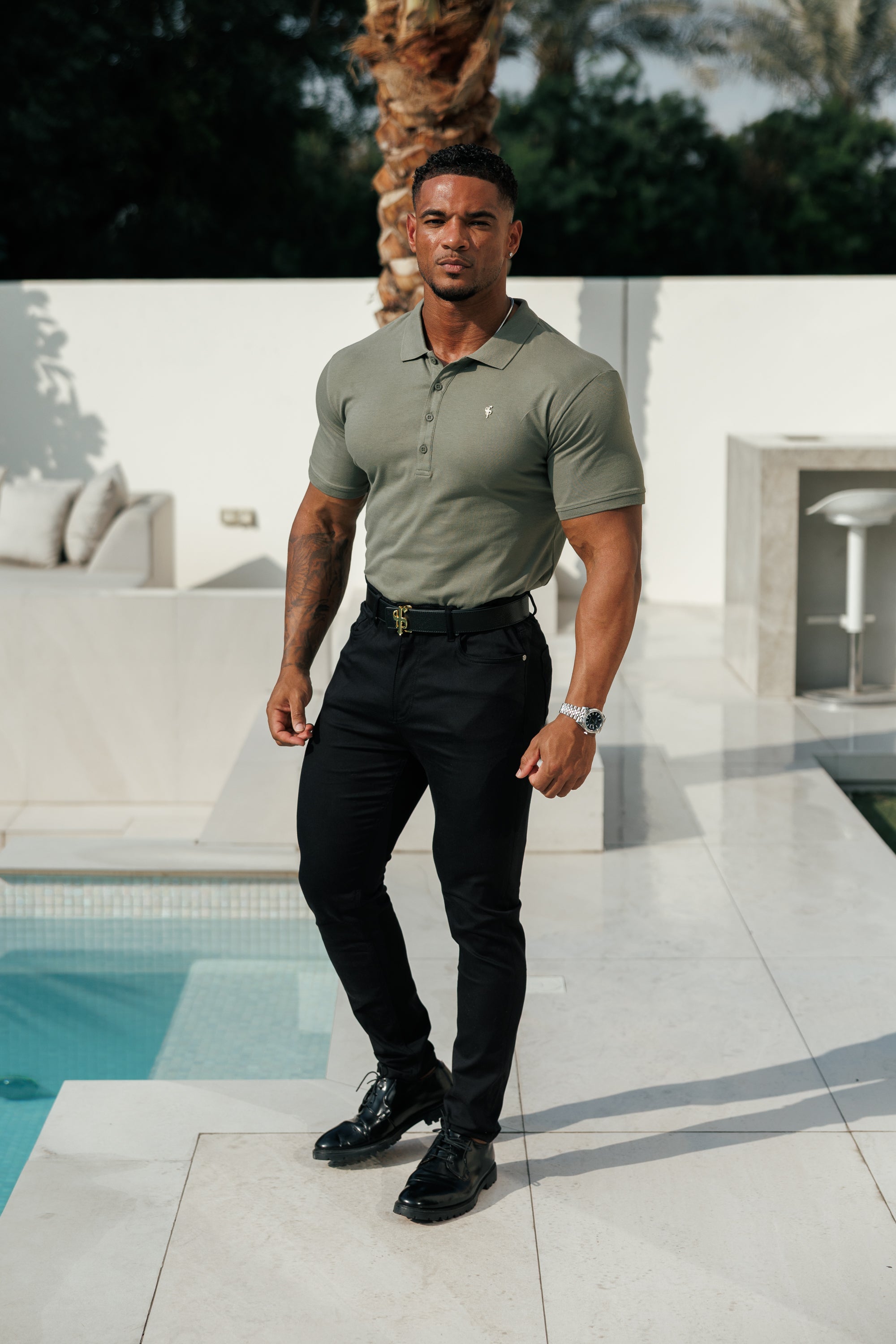 Olive / Gold Polo Shirt - FSH1408