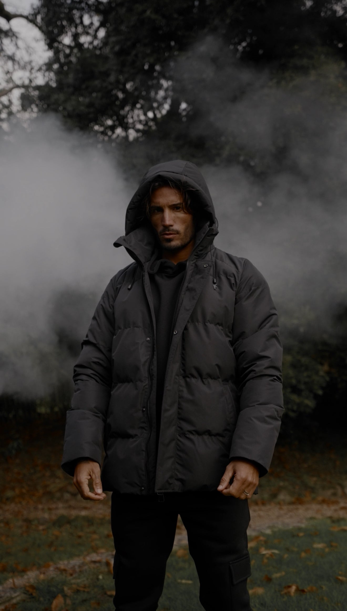 Black Padded Coat with Hood - FSN234