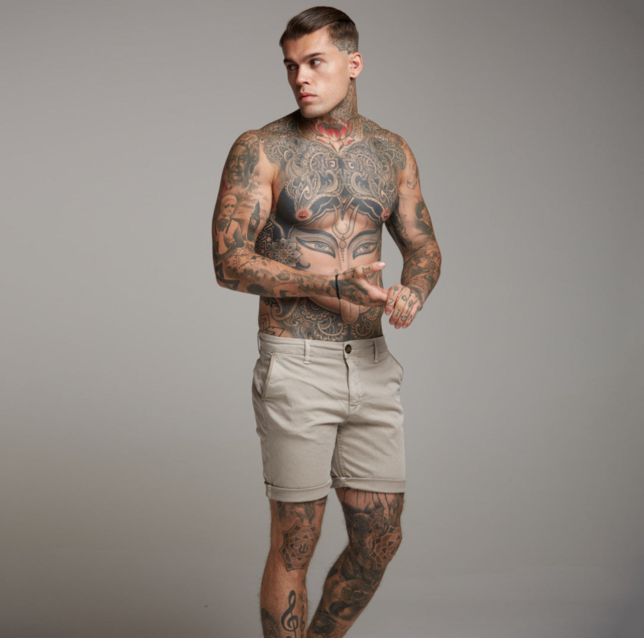 Slim Fit New Beige Chino Shorts - FSH983