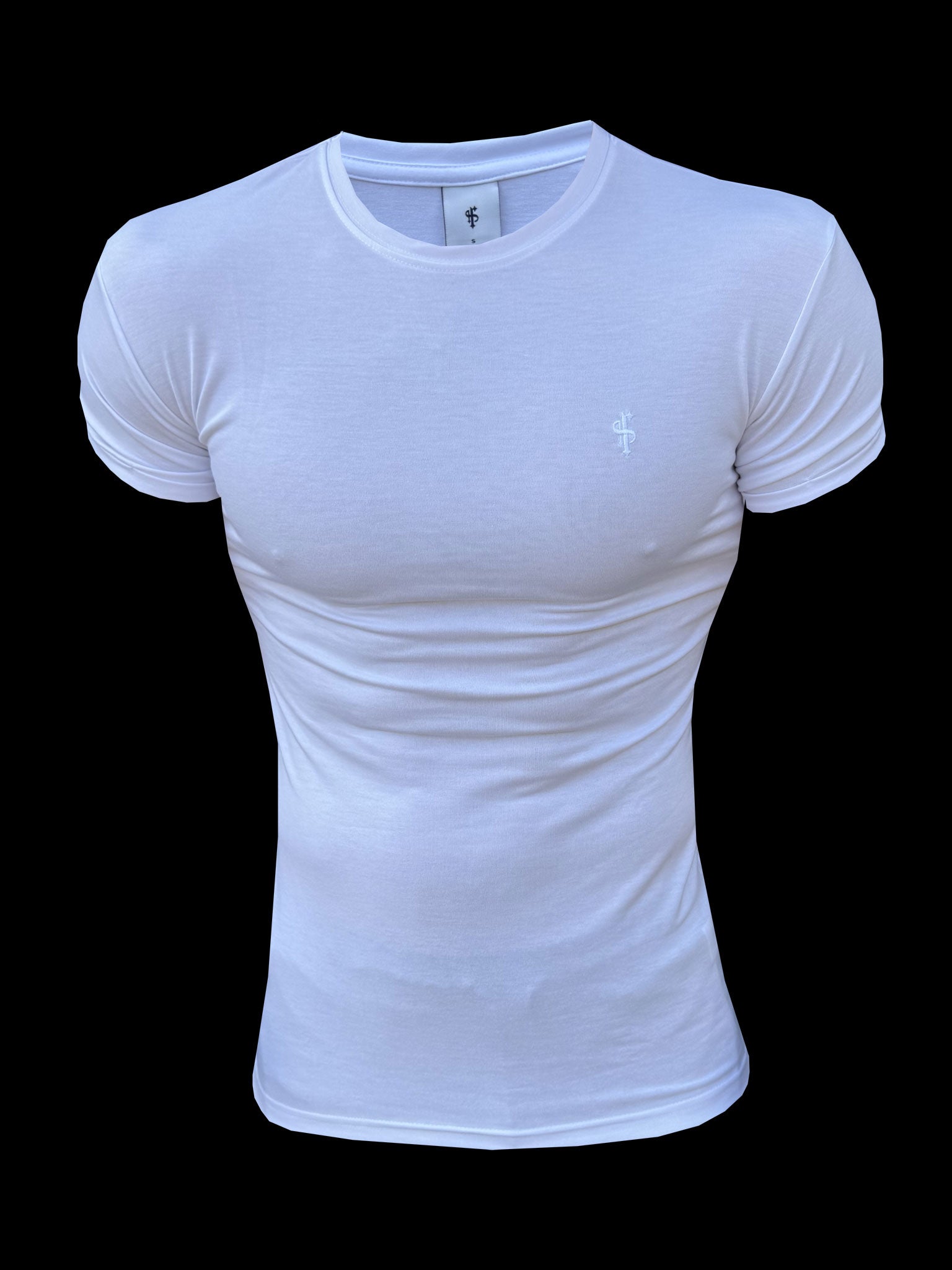 White Viscose Crew T-Shirt Short Sleeve - FSH1501