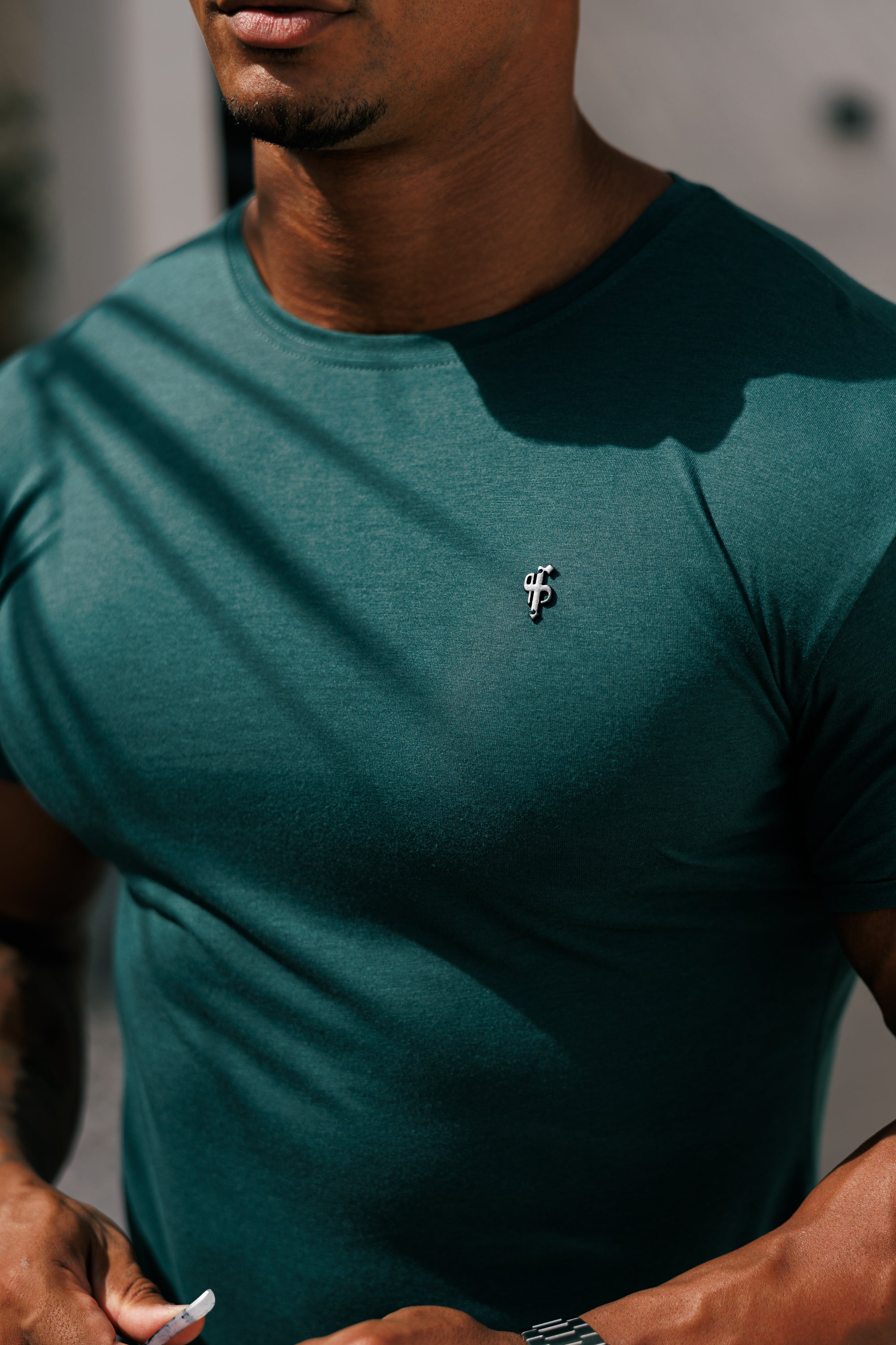 Forest Green / Black Bamboo Crew T Shirt - FSH1213
