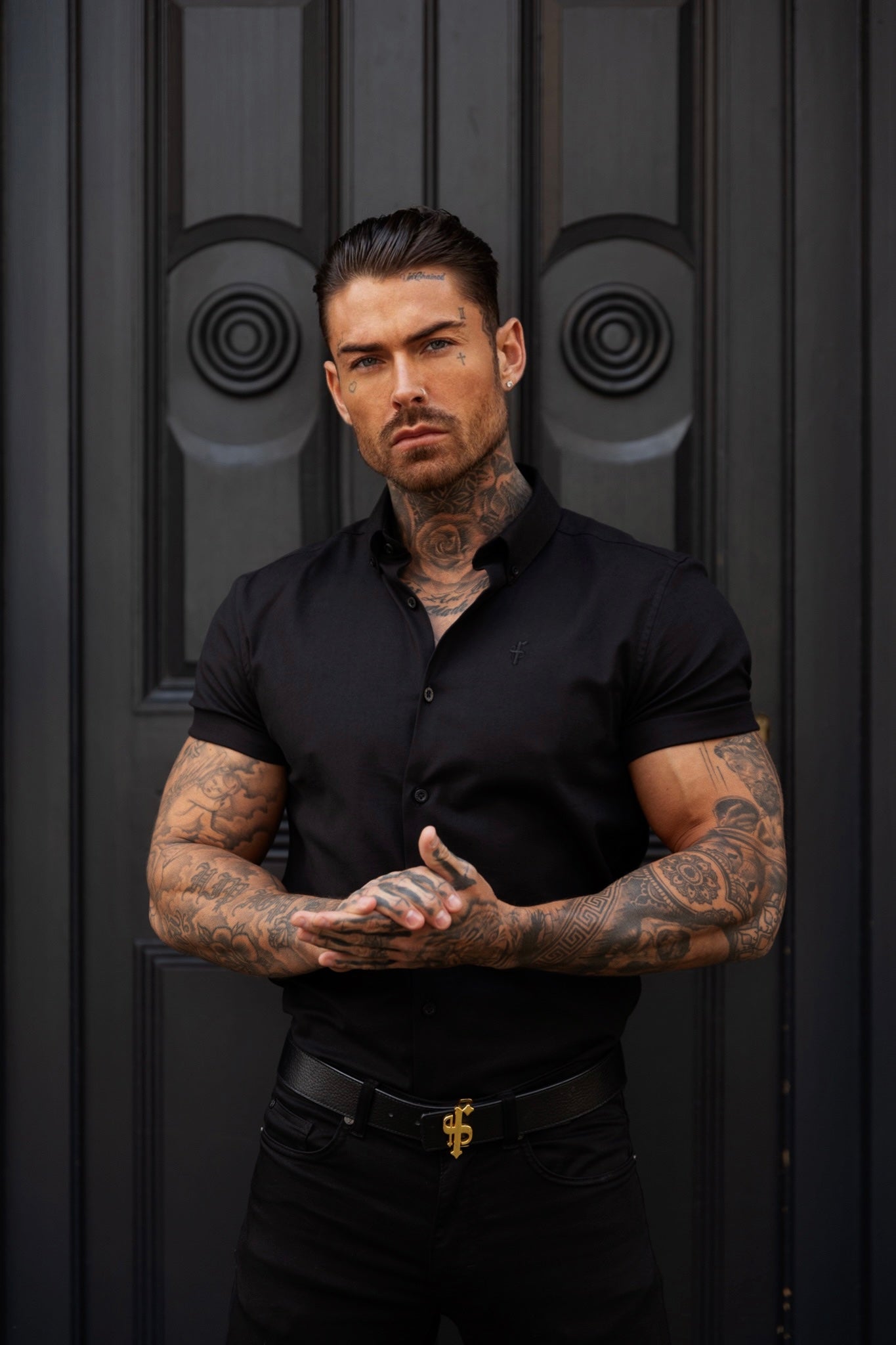 Classic Stretch Oxford Short Sleeve Black - FS1013