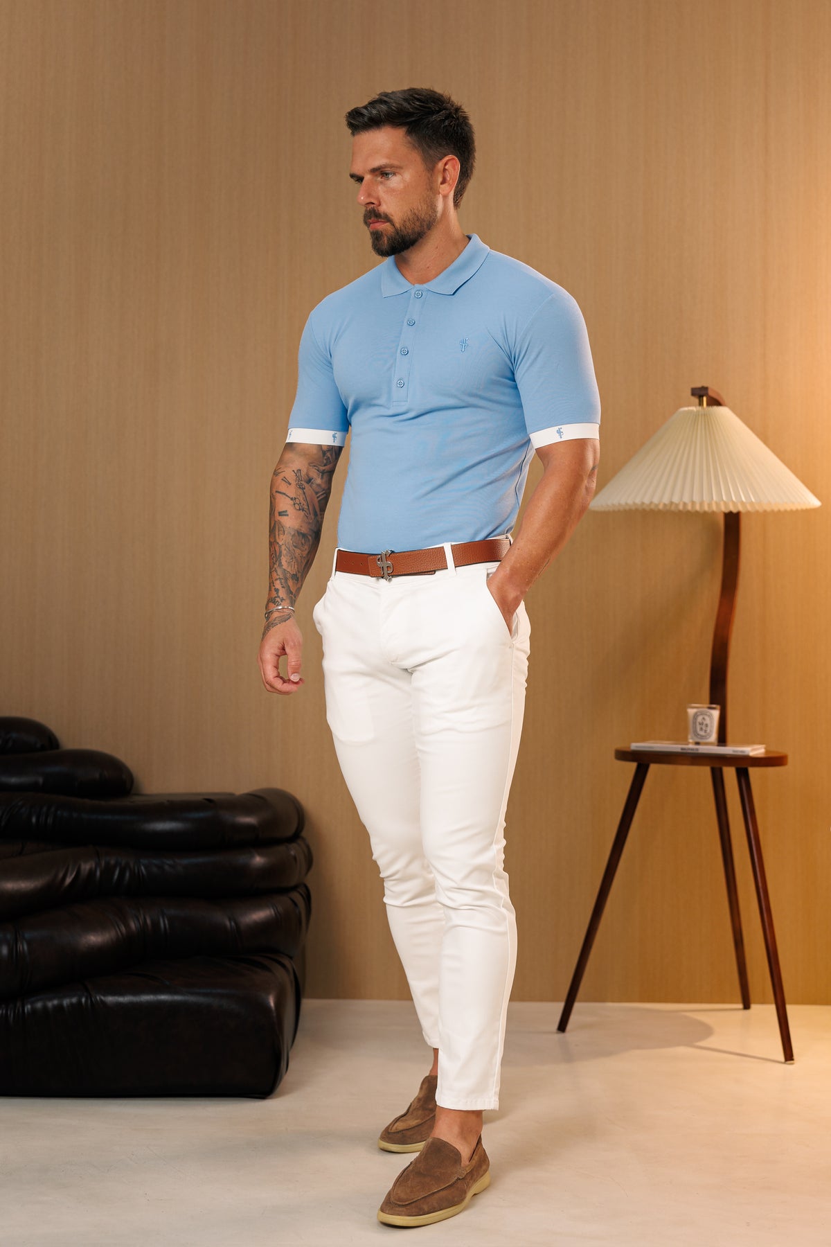 White Chino Trousers With Belt Loops - FSH1663 (PRE ORDER 23RD SEPTEMBER)