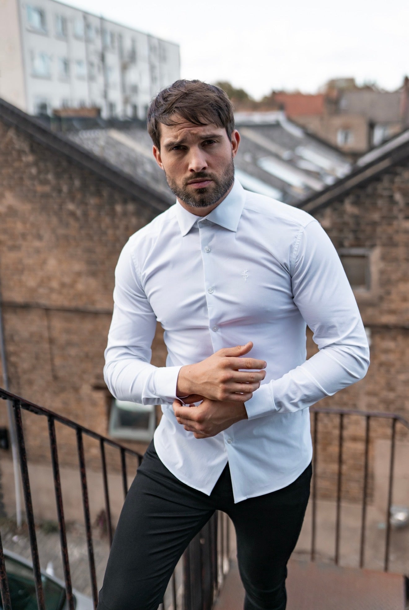 Eros Classic Fit Stretch White Cutaway Collar Shirt - FS1254