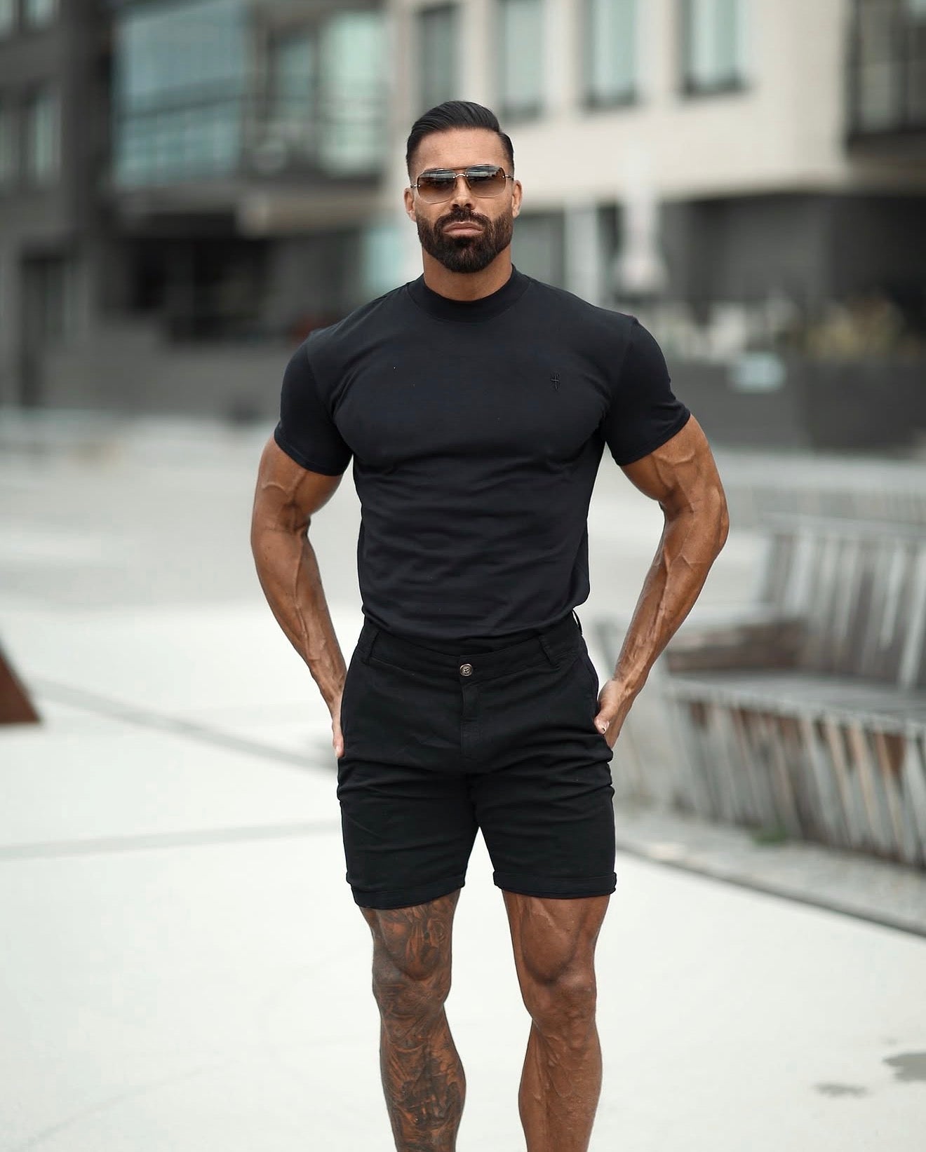Slim Fit Black Chino Shorts - FSH266