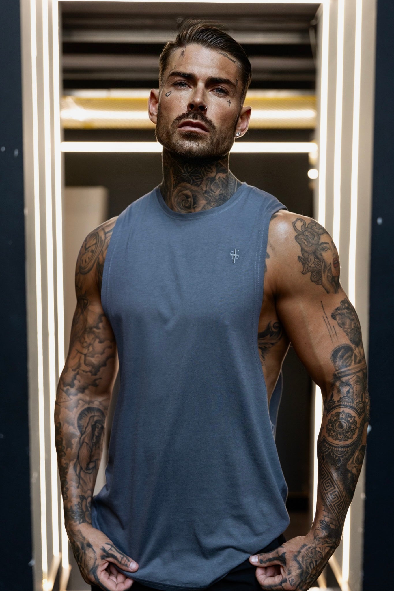 Classic Bamboo Dropped Armhole Dark Grey Vest - FSH894