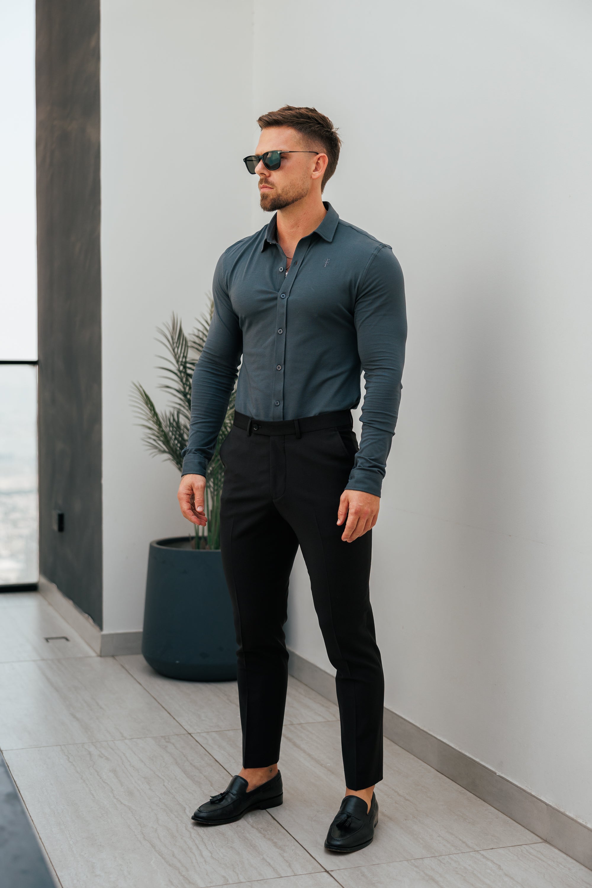 Fitted Blue / Grey Long Sleeve Jersey - FSD005