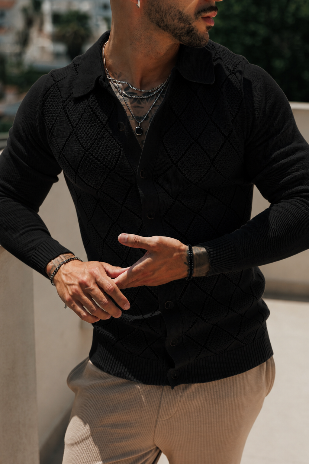 Black Diamond Perforated Shirt Long Sleeve - FSA016 (PRE ORDER 31ST AUGUST)