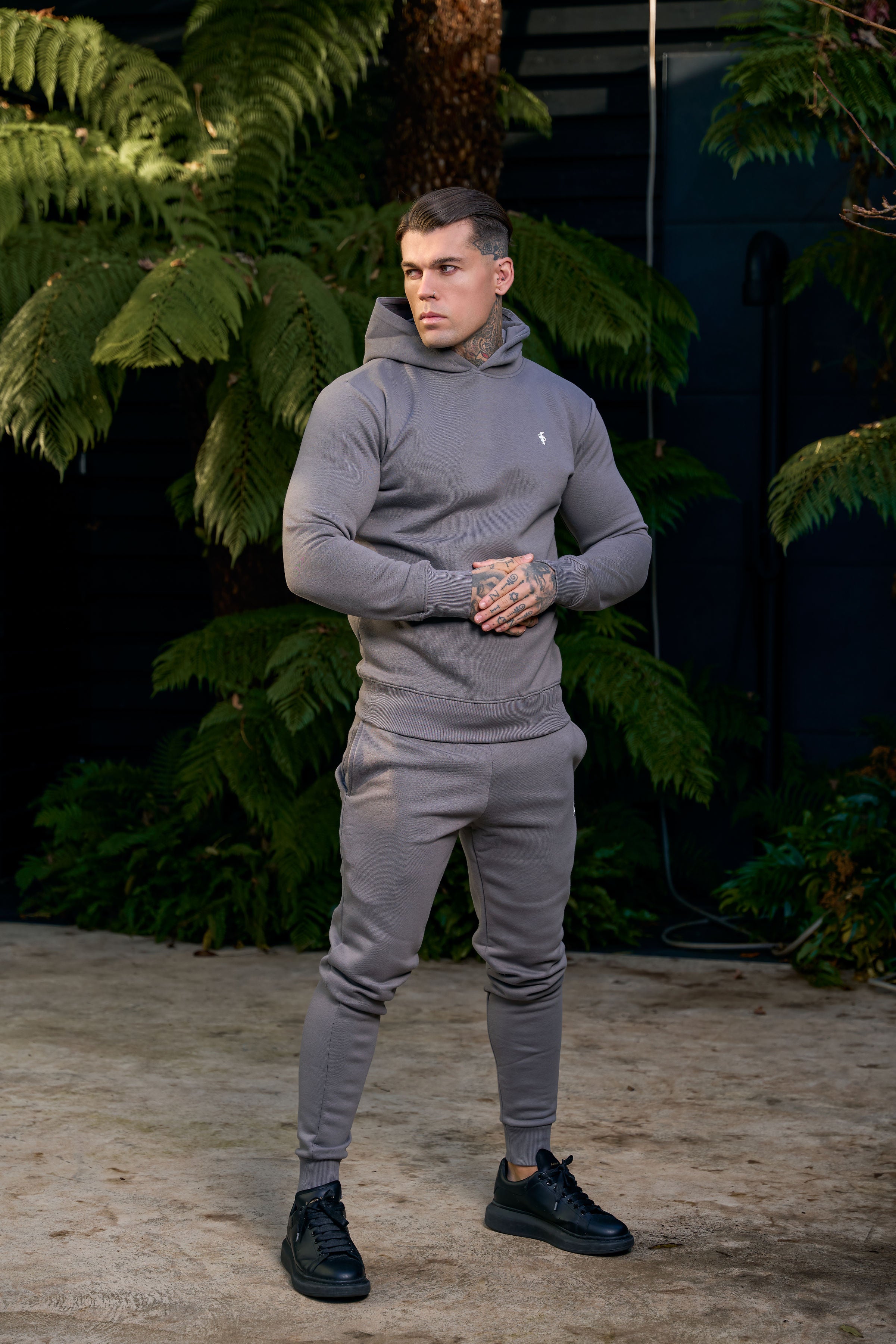 Plain Charcoal Tracksuit Bottoms with FS Branding - FSH1199