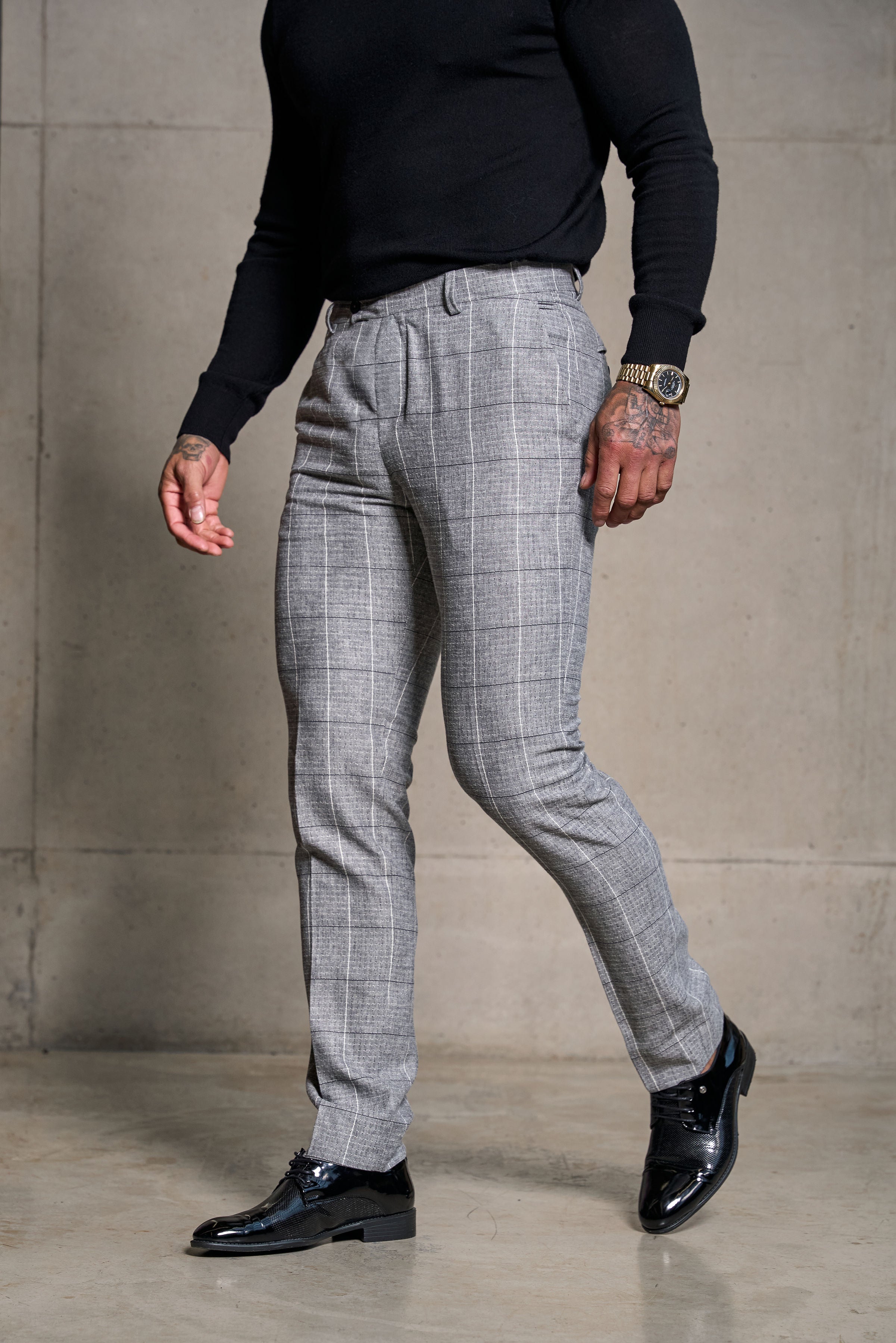 Relaxed Formal Grey / White Check Trouser - FSTR013