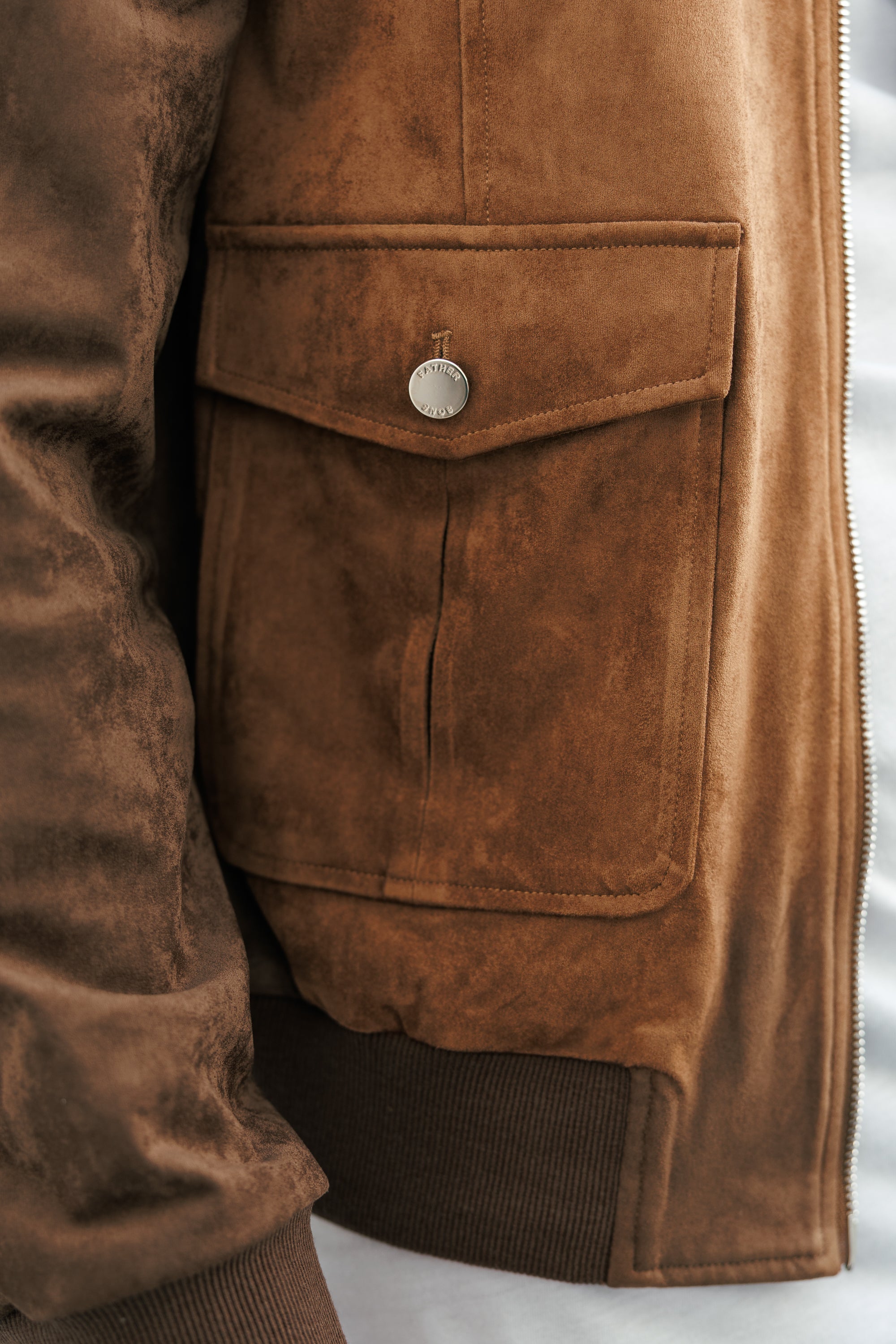 Suede Feel Light Brown Bomber Jacket - FSN229
