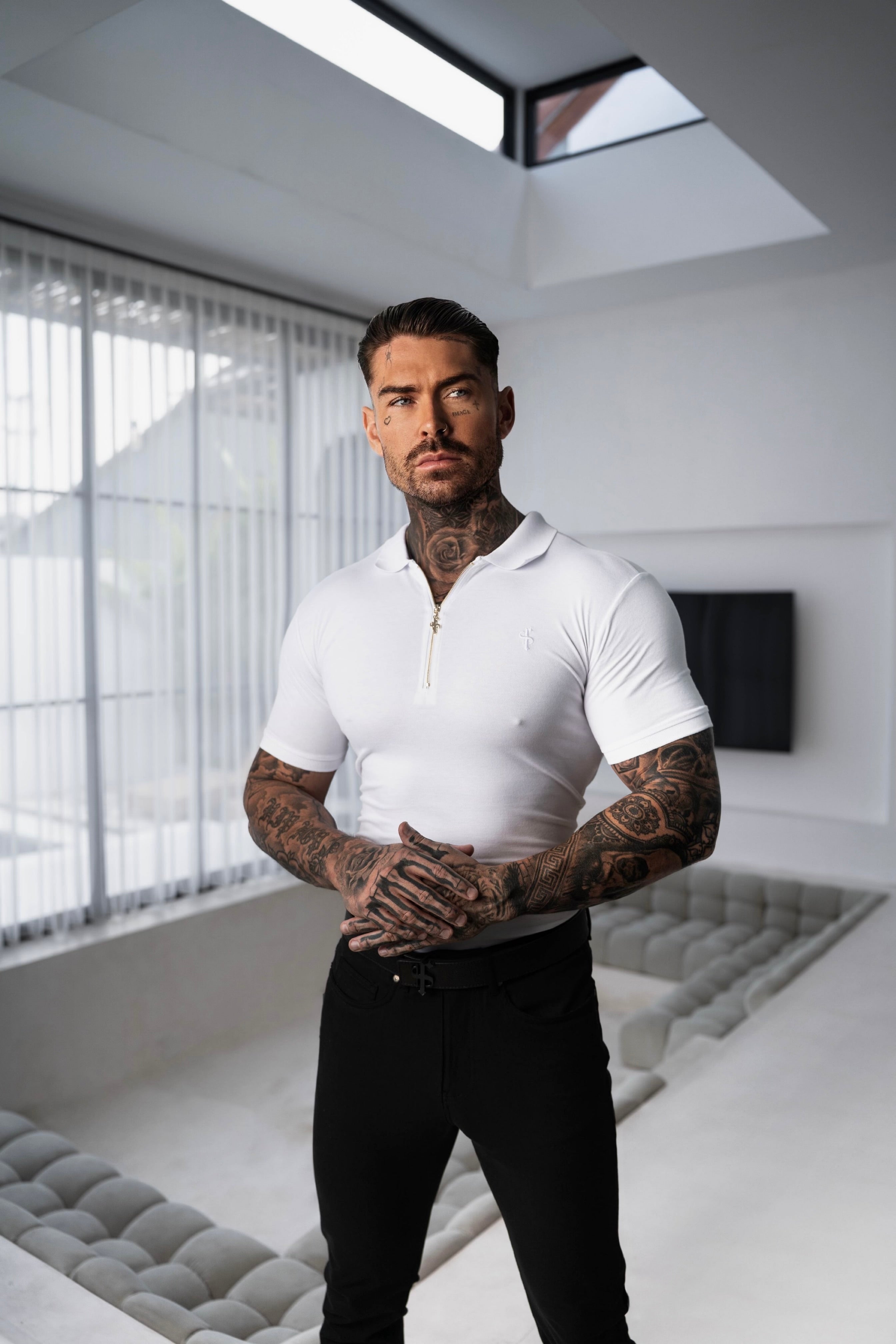 Classic White Zipped Polo Shirt - FSH1229