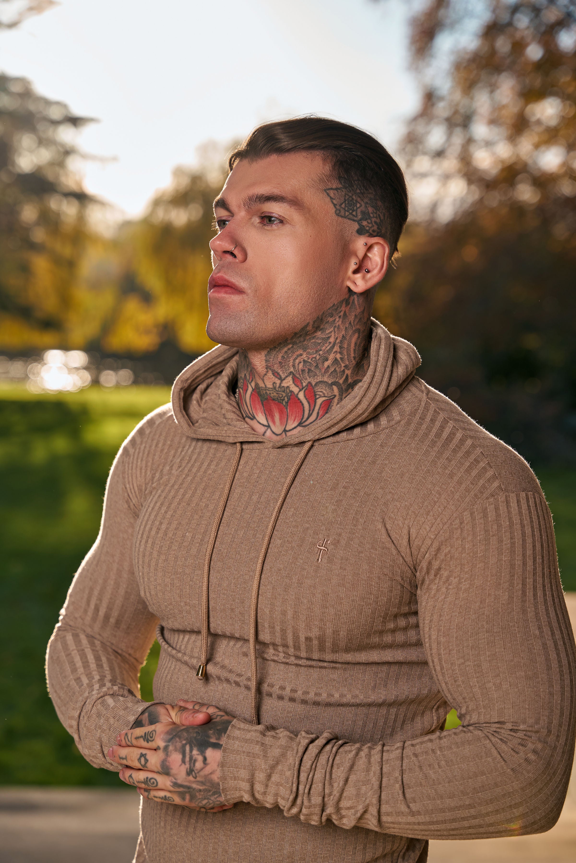 Classic Chocolate Brown Ribbed Knit Hoodie Jumper - FSH911