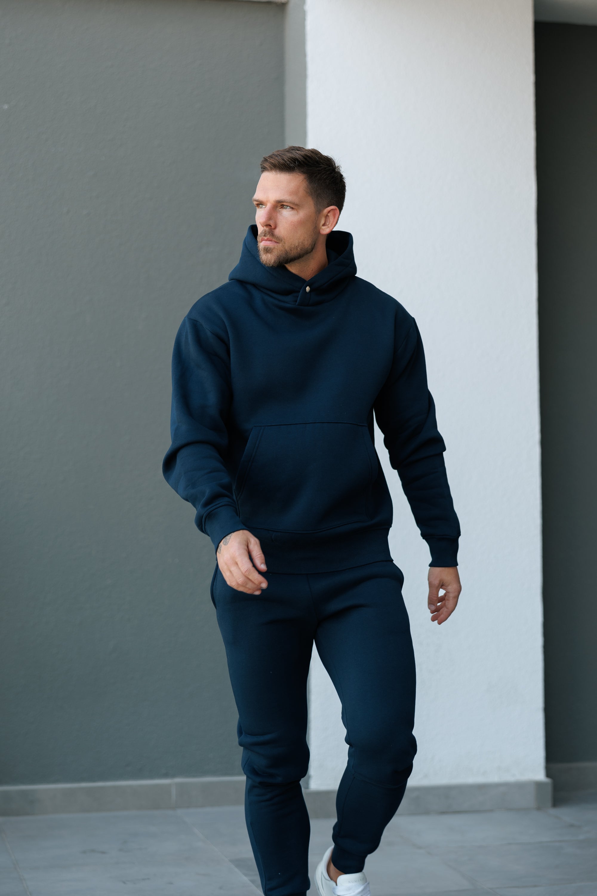 Navy Oversized Hoodie With Functional FS Stud - FSR002