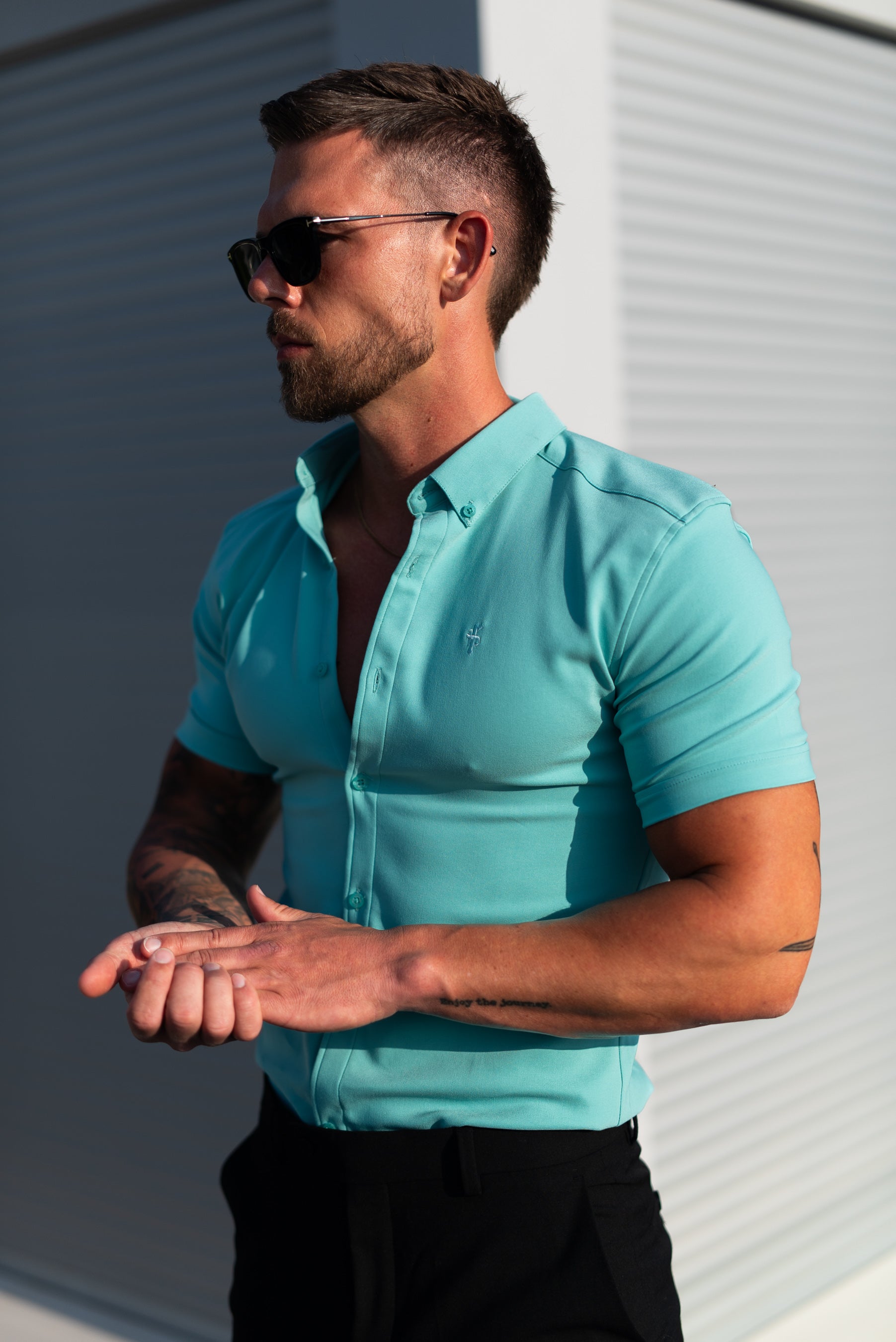 Super Slim SS New Mint Scuba with Button Down Collar - FS1117
