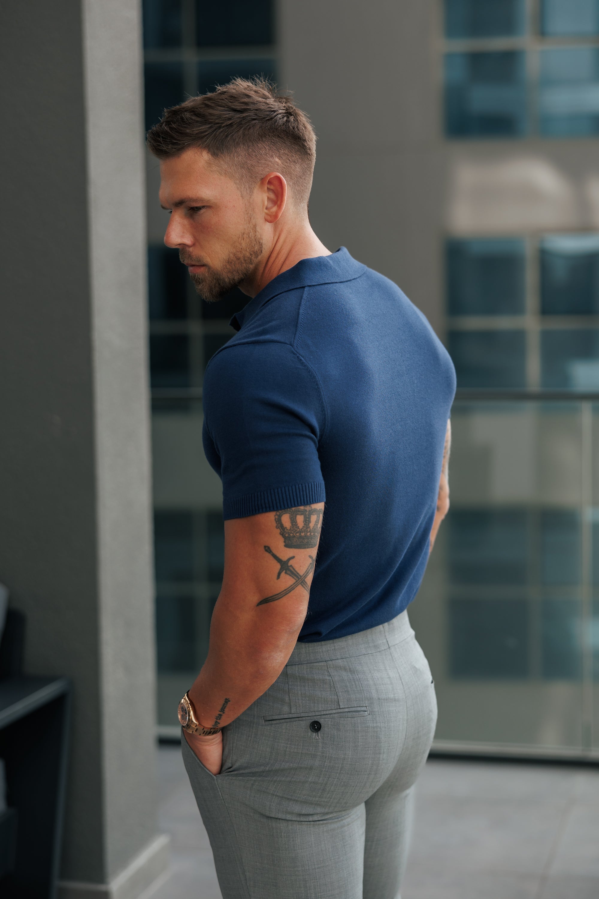 Classic Plain New Navy Knitted Button Through Polo Short Sleeve - FSN212/FSN215