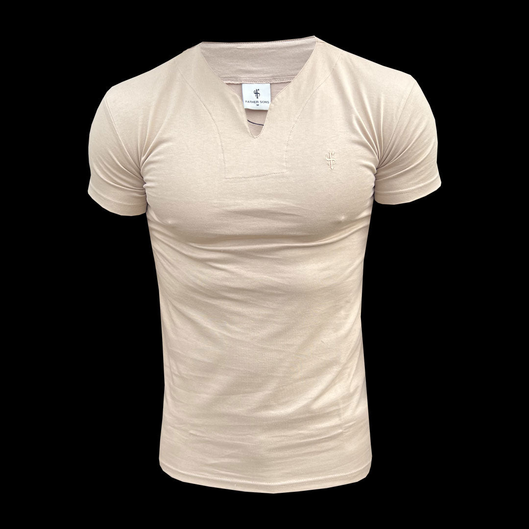 Advanced V Neck Crew Short Sleeve Beige - FSH1016