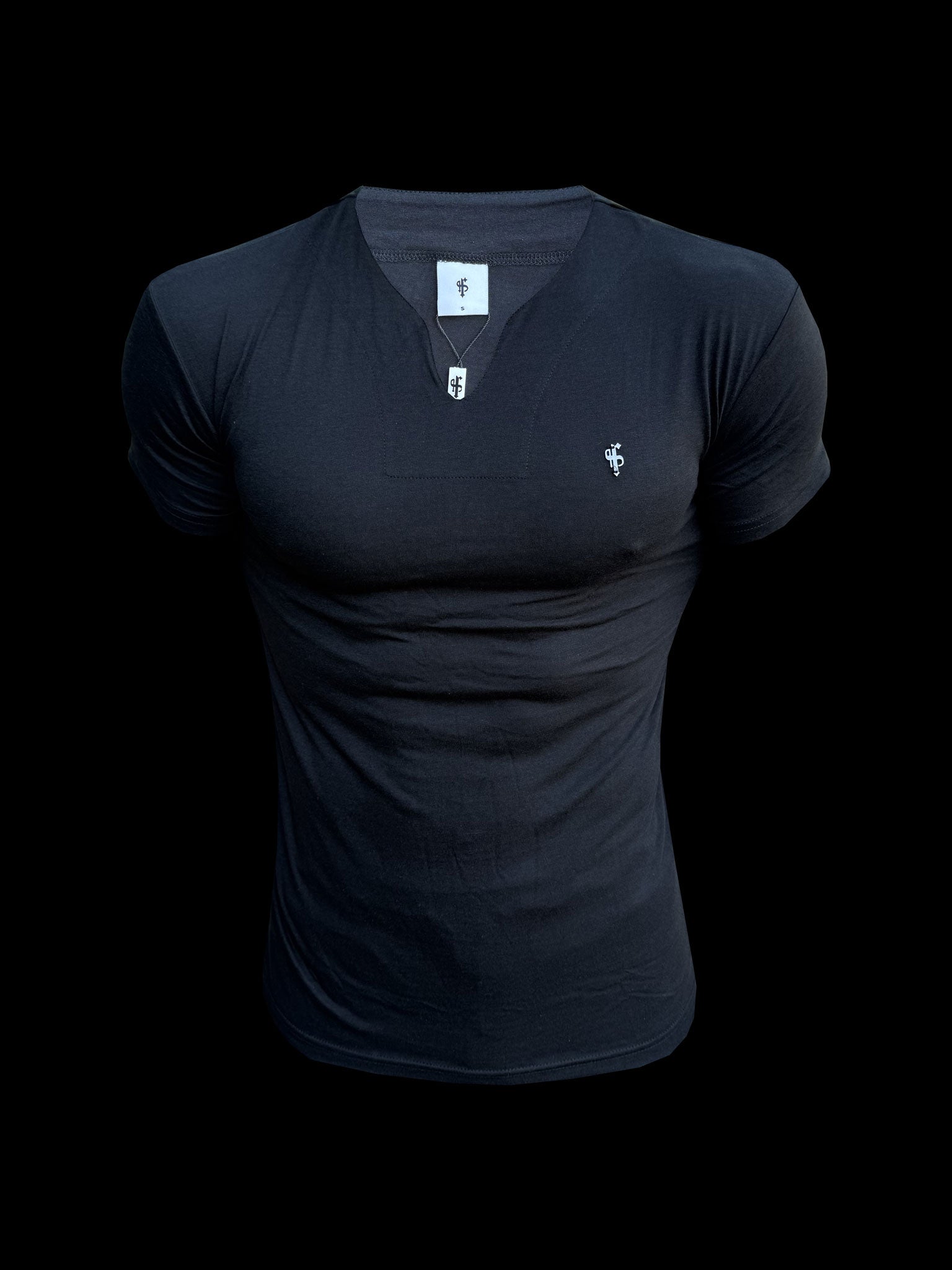 Advanced V Neck Bamboo Crew Short Sleeve Black / Gunmetal - FSH1512