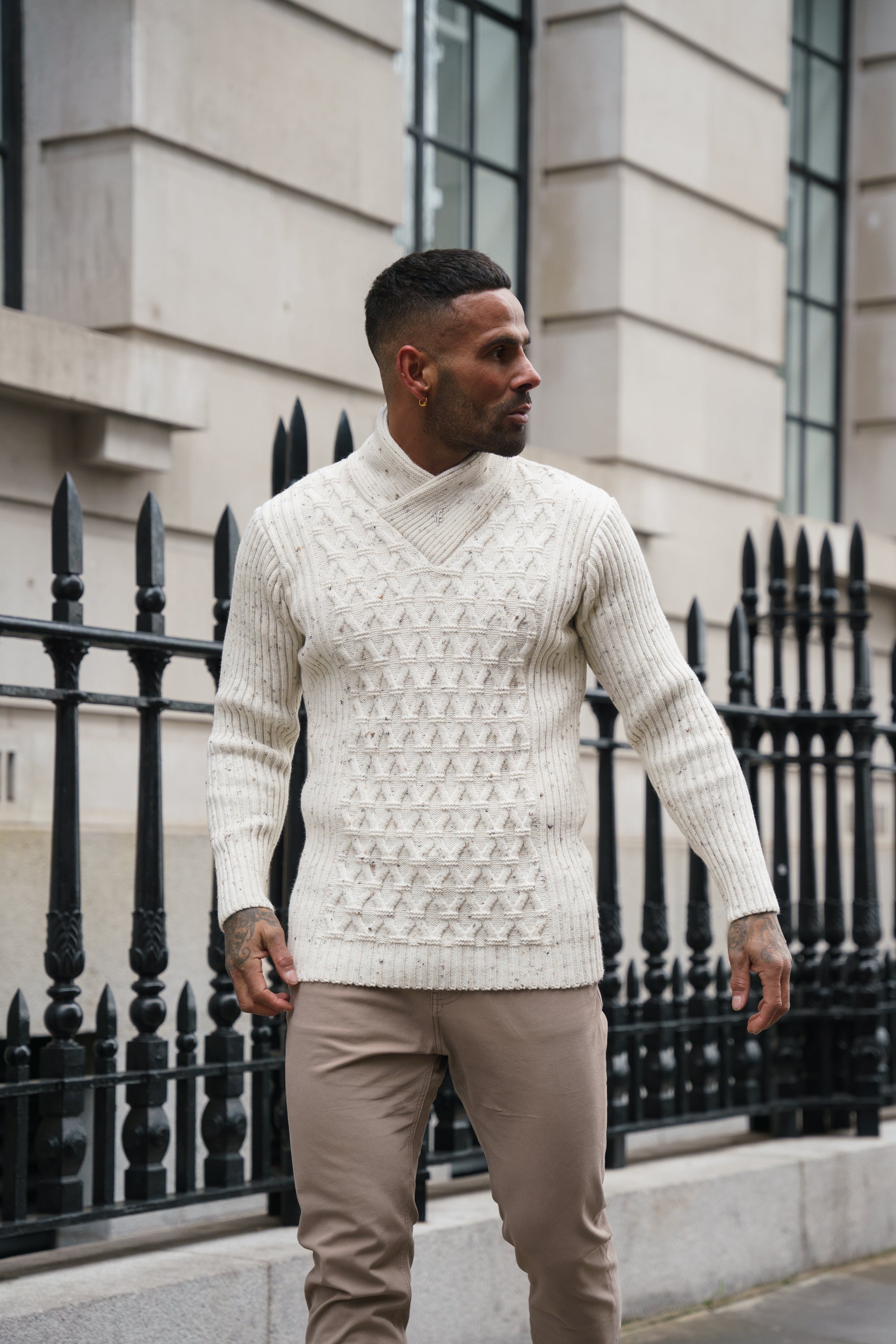 Chunky Cable Knit Natural with Colour Fleck Jumper - FSJ067